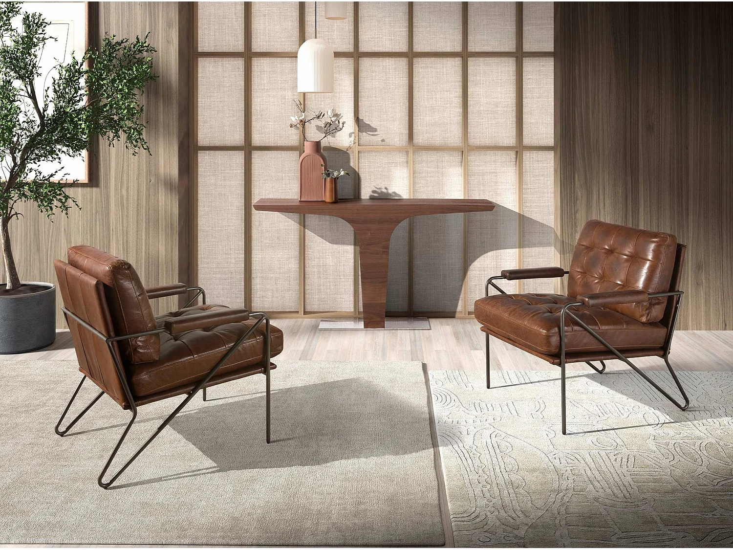 Sessel aus cognacbraunem Leder 5166 ANGEL CERDA