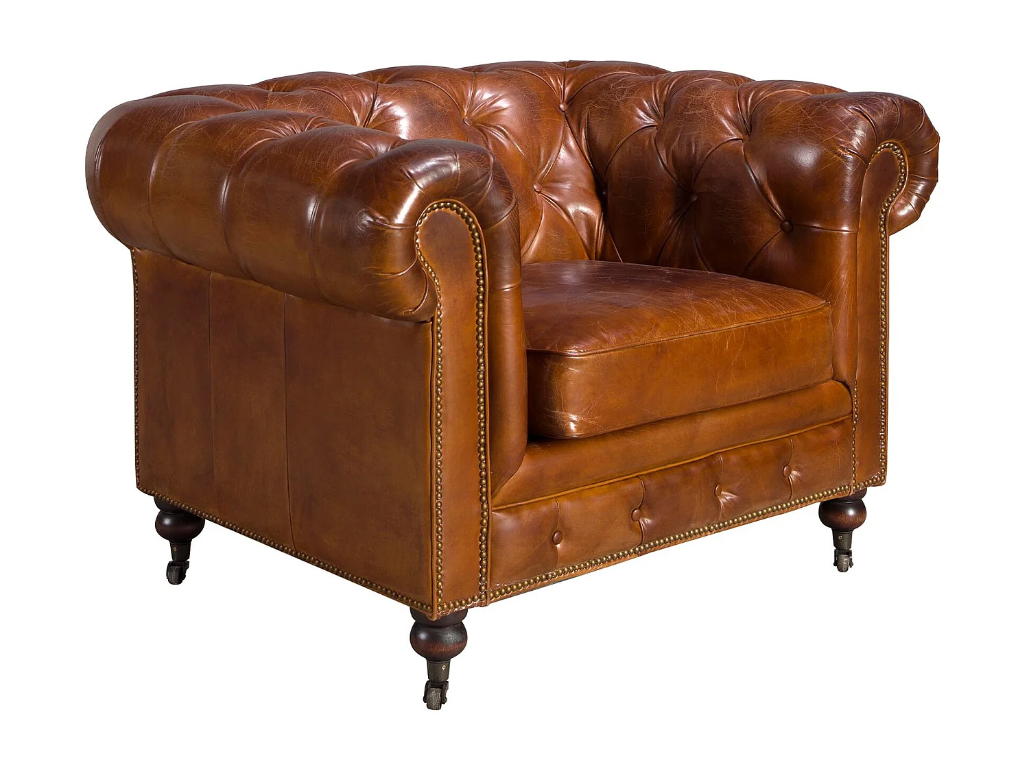 Fauteuil Chester en cuir brun cognac 5167 ANGEL CERDA