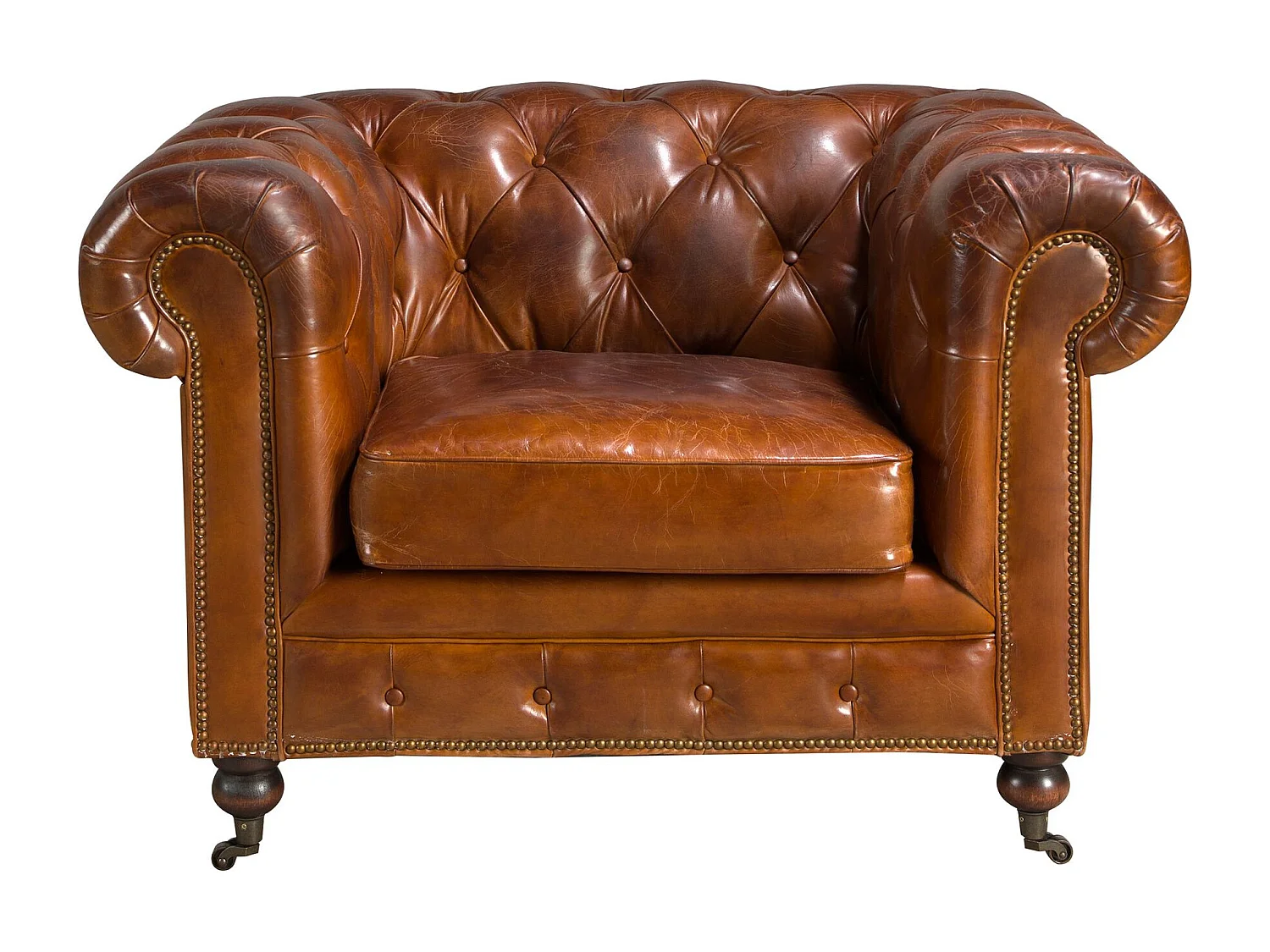 Fauteuil Chester en cuir brun cognac 5167 ANGEL CERDA