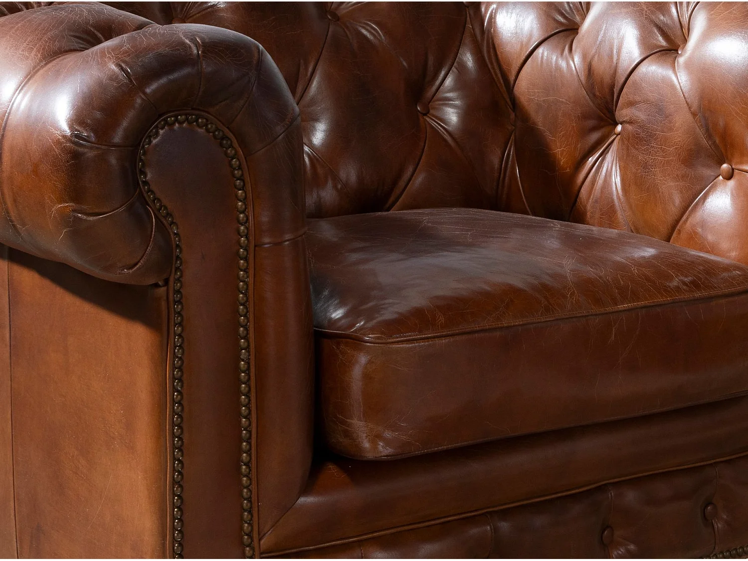 Fauteuil Chester en cuir brun cognac 5167 ANGEL CERDA