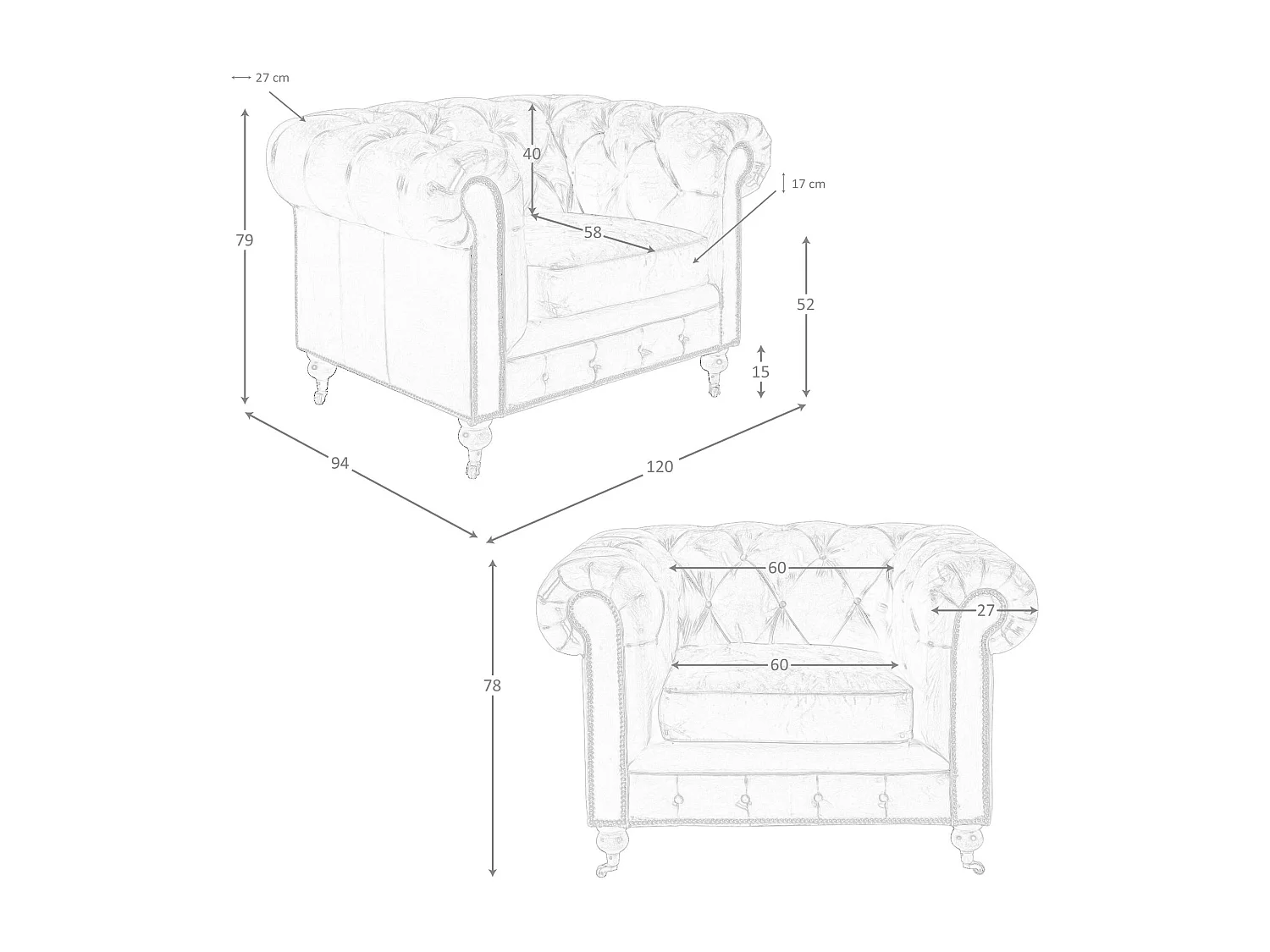 Fauteuil Chester en cuir brun cognac 5167 ANGEL CERDA