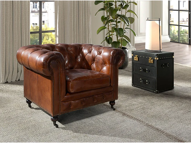 Cognacbrauner Ledersessel Chester 5167 ANGEL CERDA