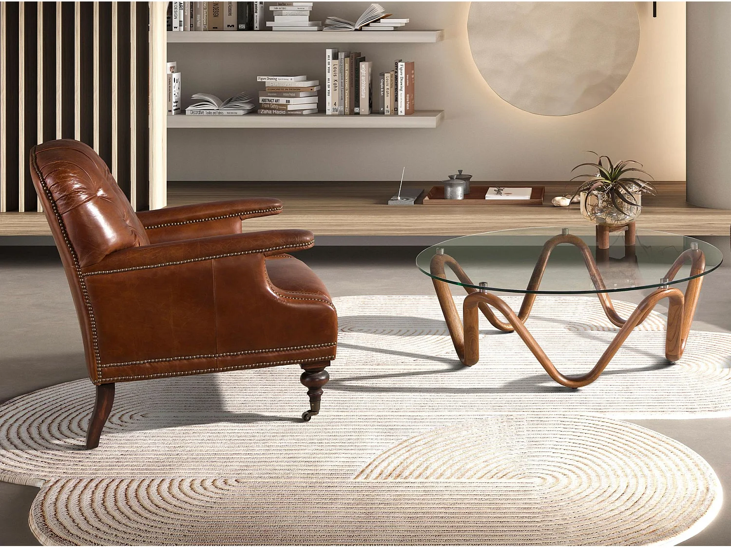 Fauteuil Chester en cuir marron cognac 5163 ANGEL CERDA