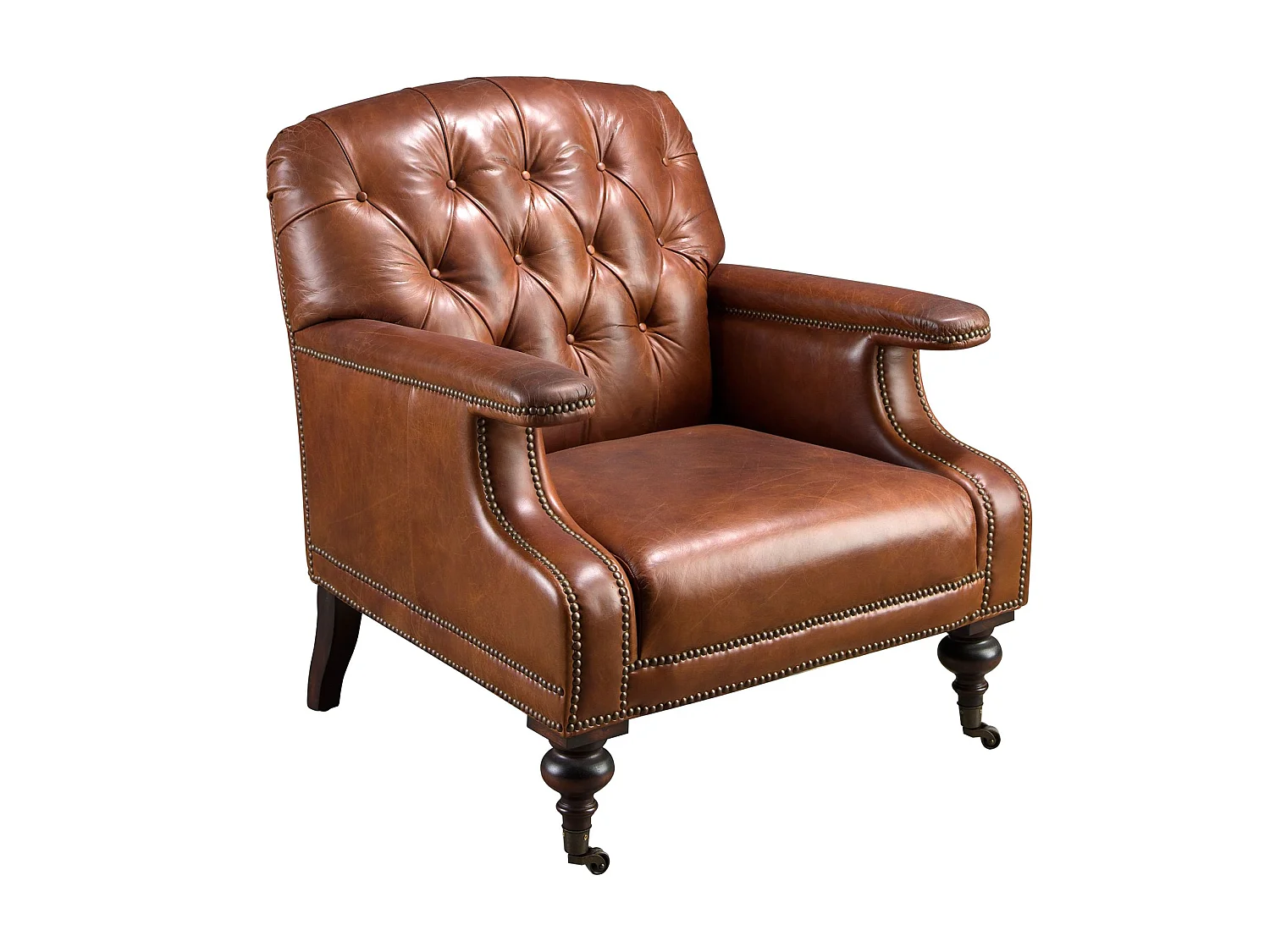 Fauteuil Chester en cuir marron cognac 5163 ANGEL CERDA
