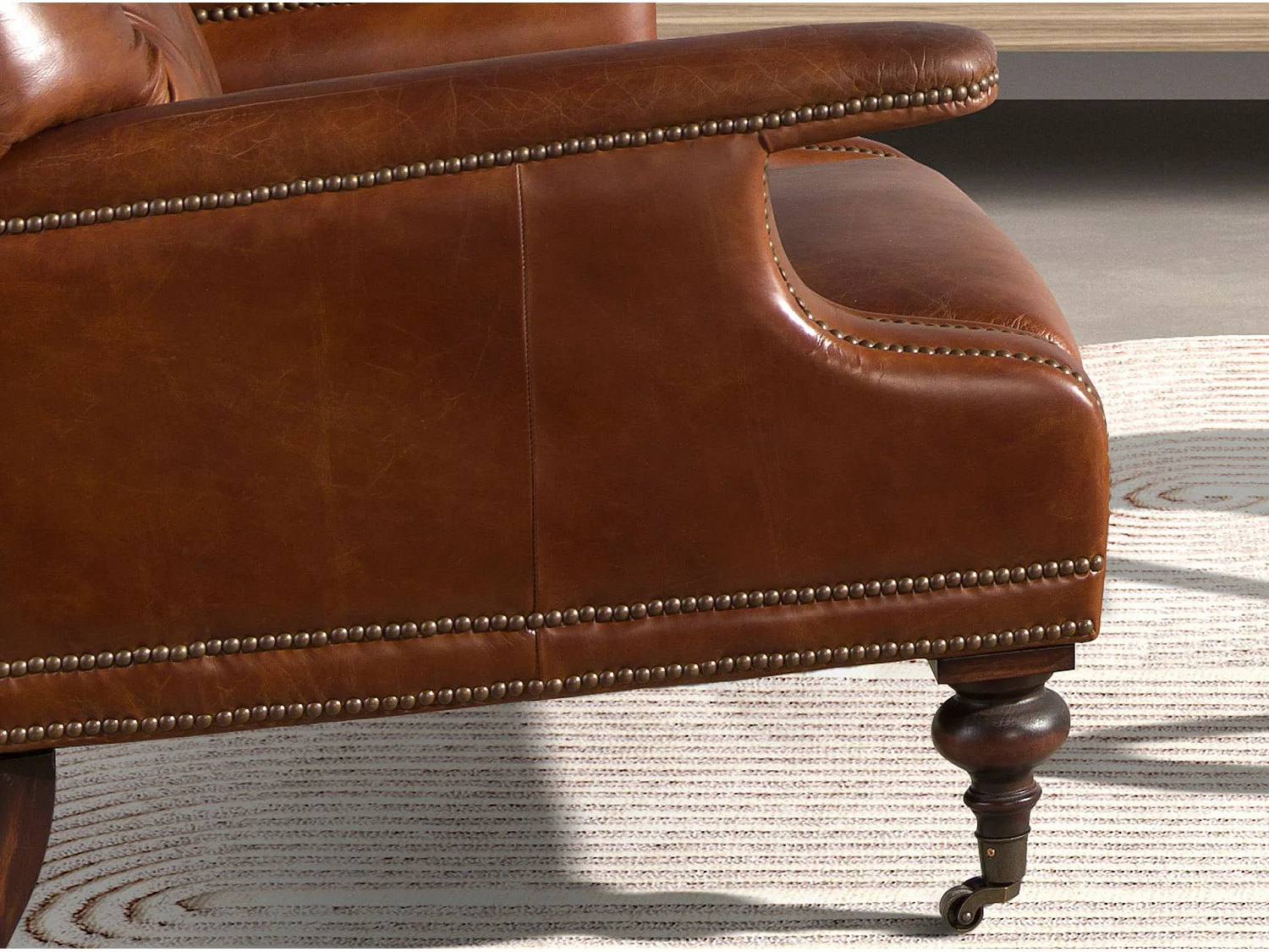 Fauteuil Chester en cuir marron cognac 5163 ANGEL CERDA