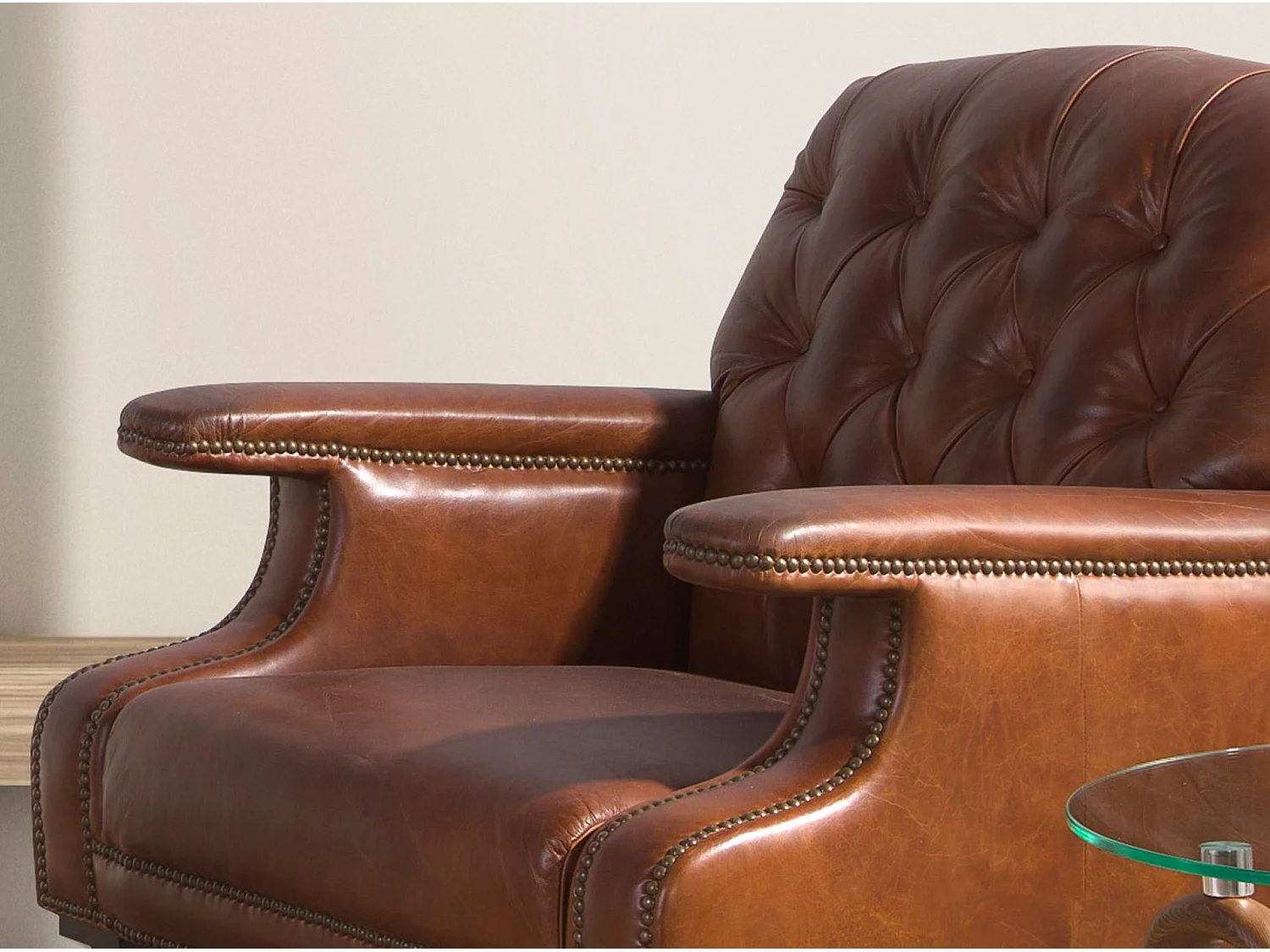 Fauteuil Chester en cuir marron cognac 5163 ANGEL CERDA