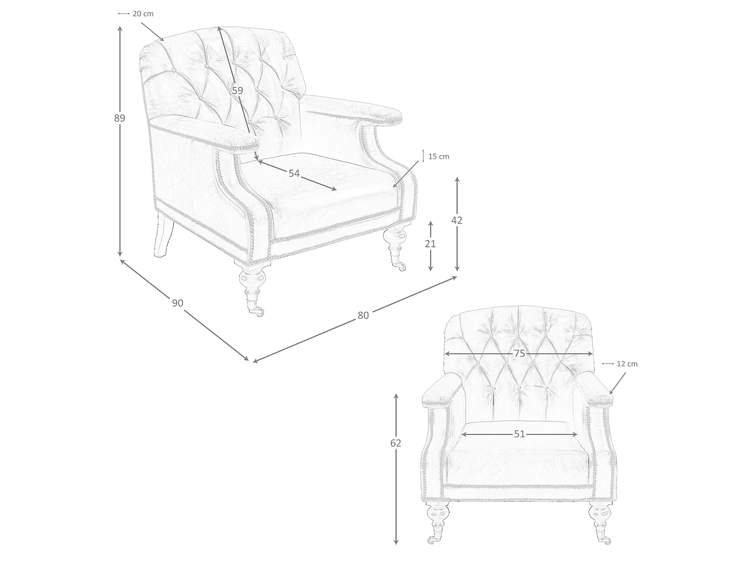 Fauteuil Chester en cuir marron cognac 5163 ANGEL CERDA