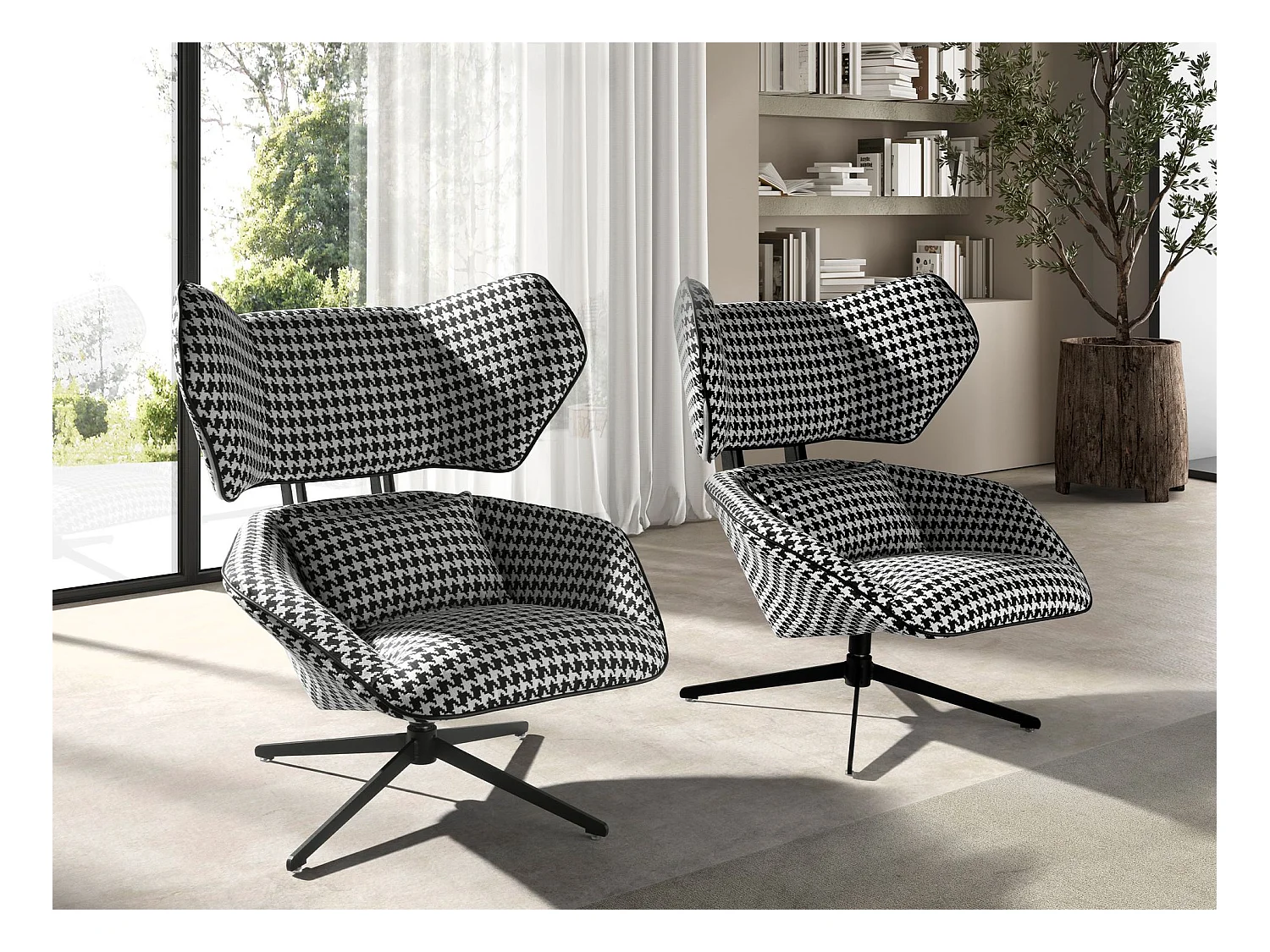 Czarno-biały fotel obrotowy z tkaniny 5142 ANGEL CERDA