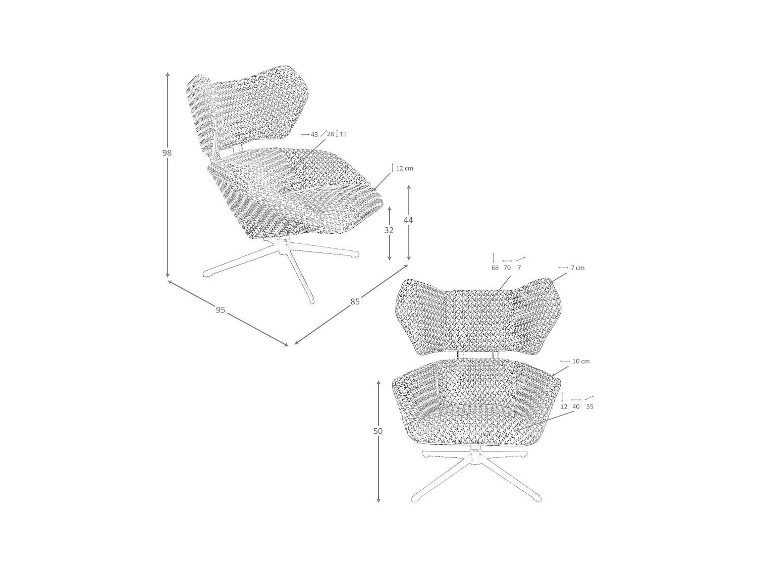 Czarno-biały fotel obrotowy z tkaniny 5142 ANGEL CERDA