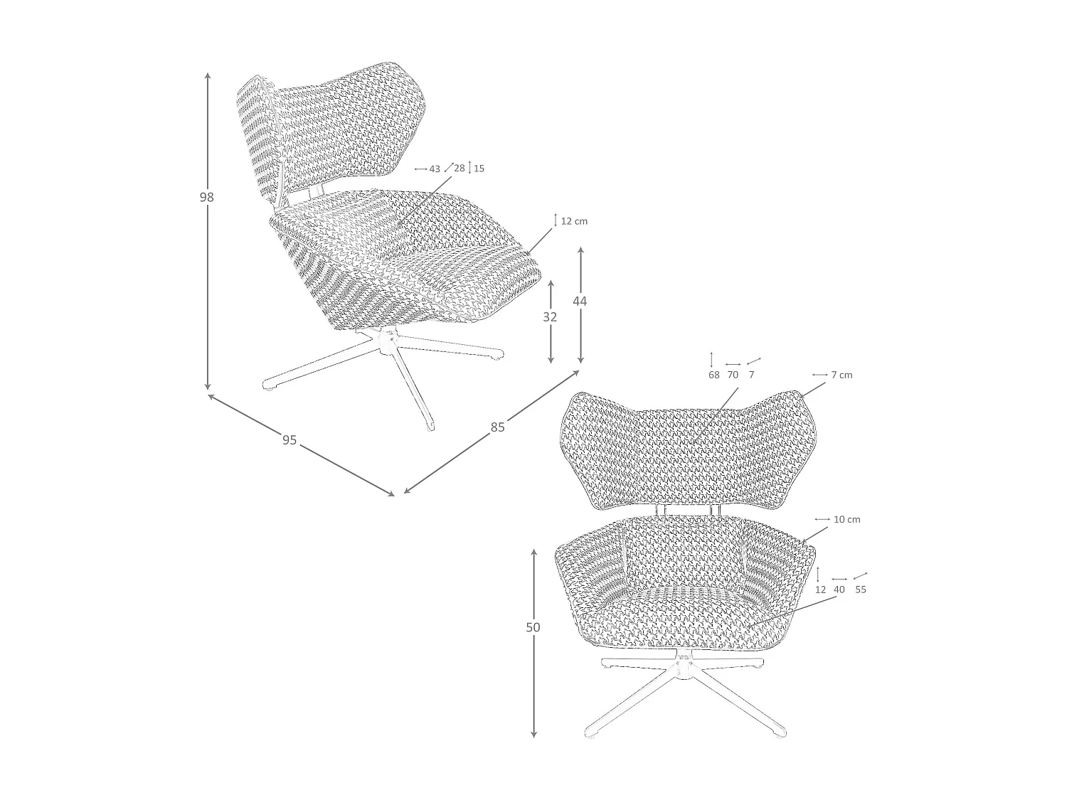Zwart witte stoffen draaifauteuil 5142 ANGEL CERDA