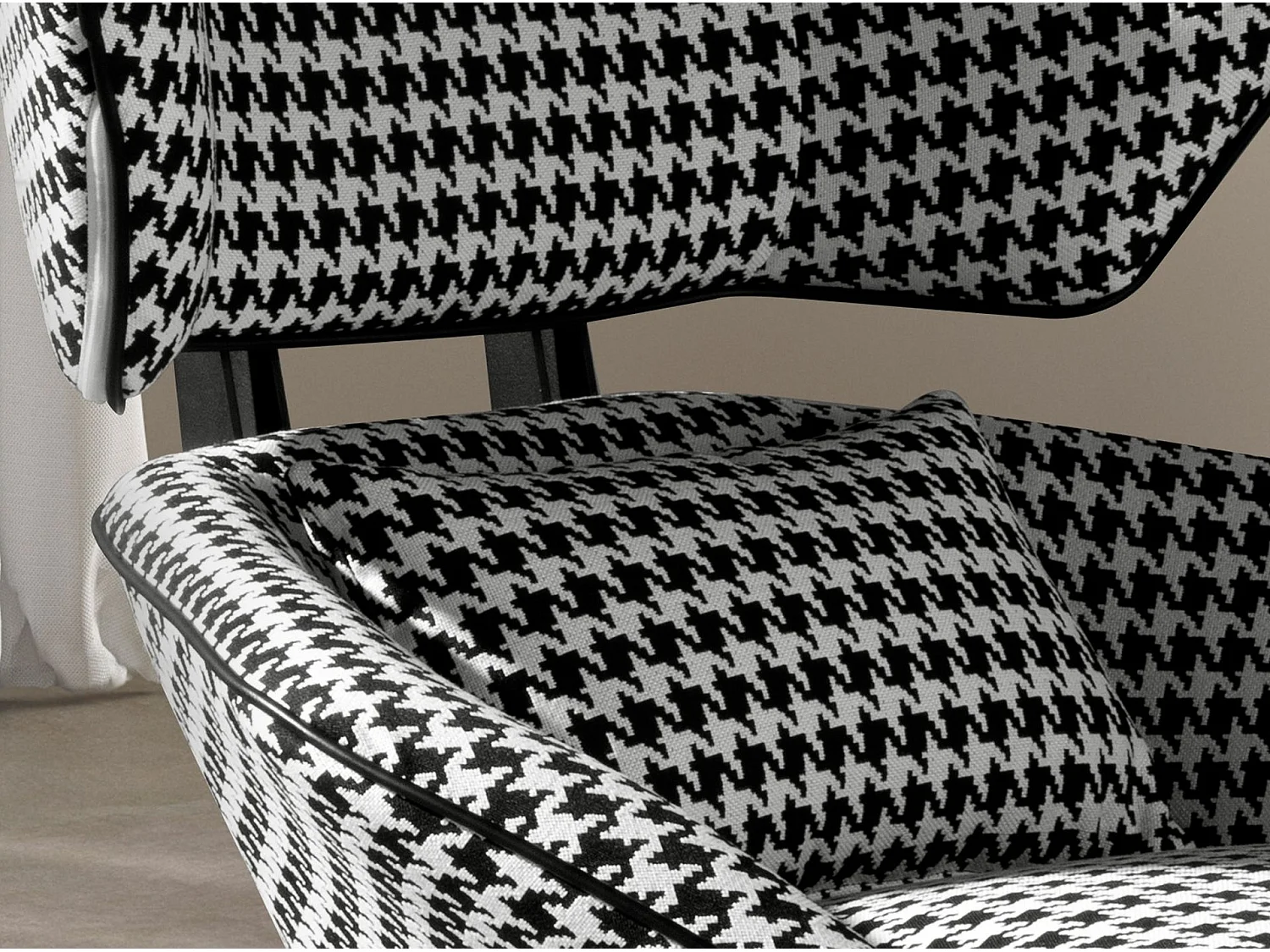 Poltrona girevole in tessuto bianco e nero 5142 ANGEL CERDA