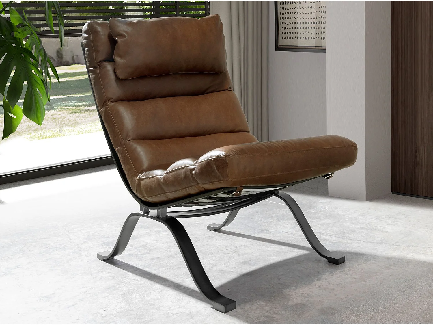 Fauteuil en cuir brun foncé 5161 ANGEL CERDA