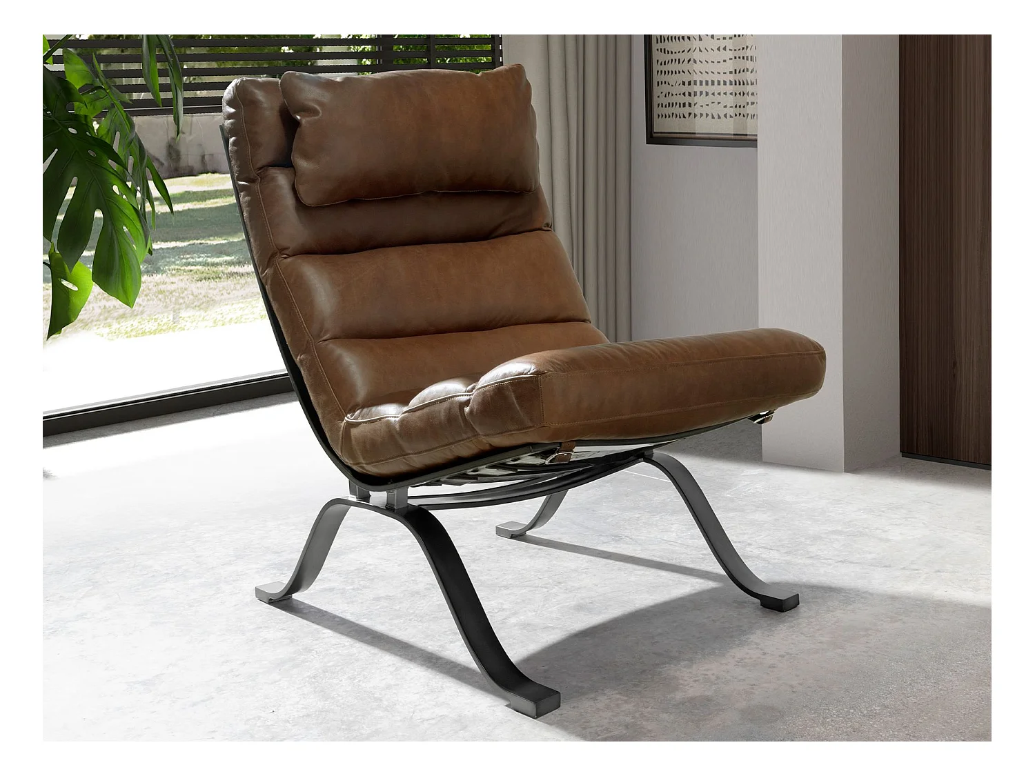 Fauteuil en cuir brun foncé 5161 ANGEL CERDA