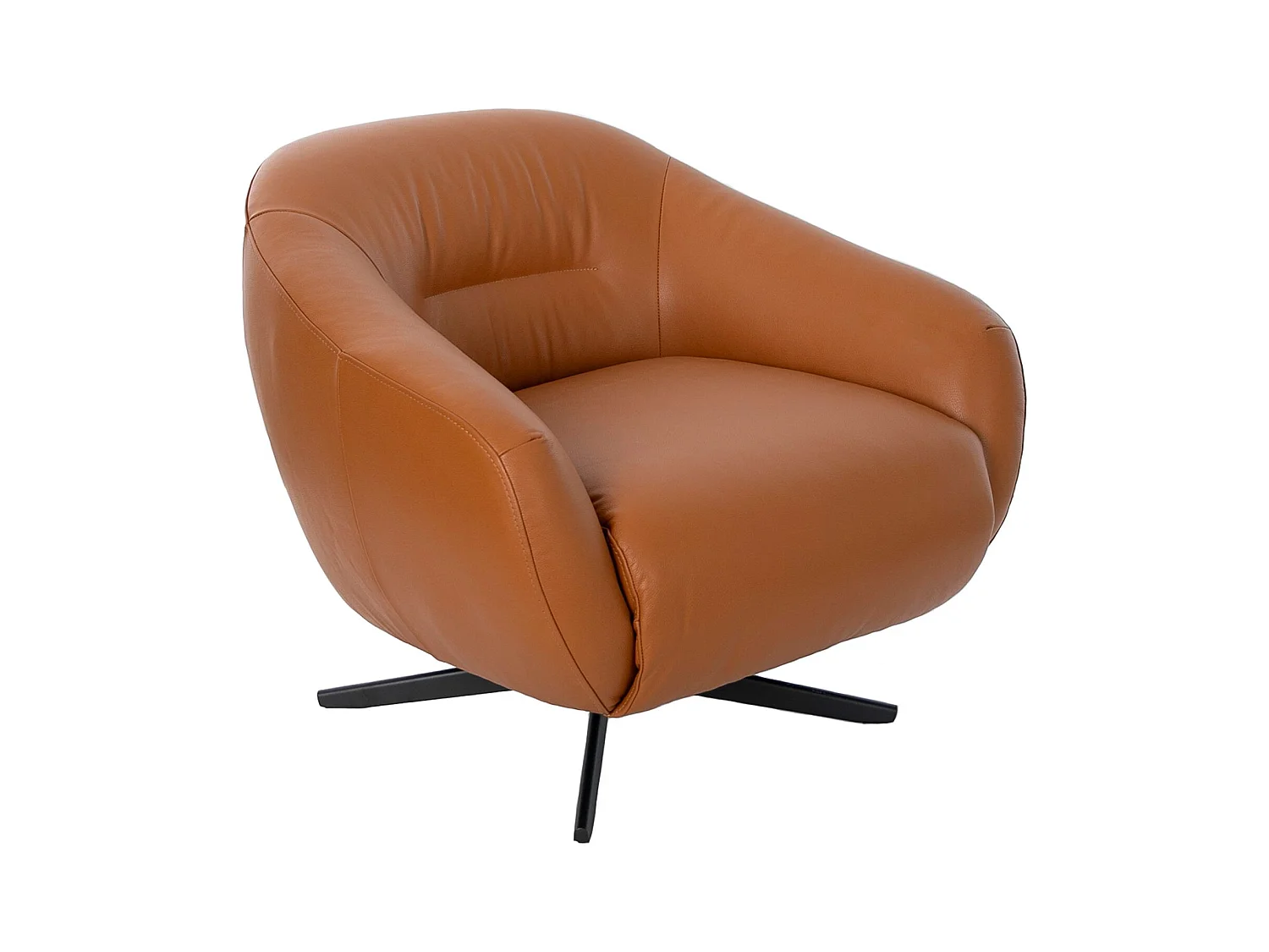 Drehsessel aus braunem Leder 5183 ANGEL CERDA