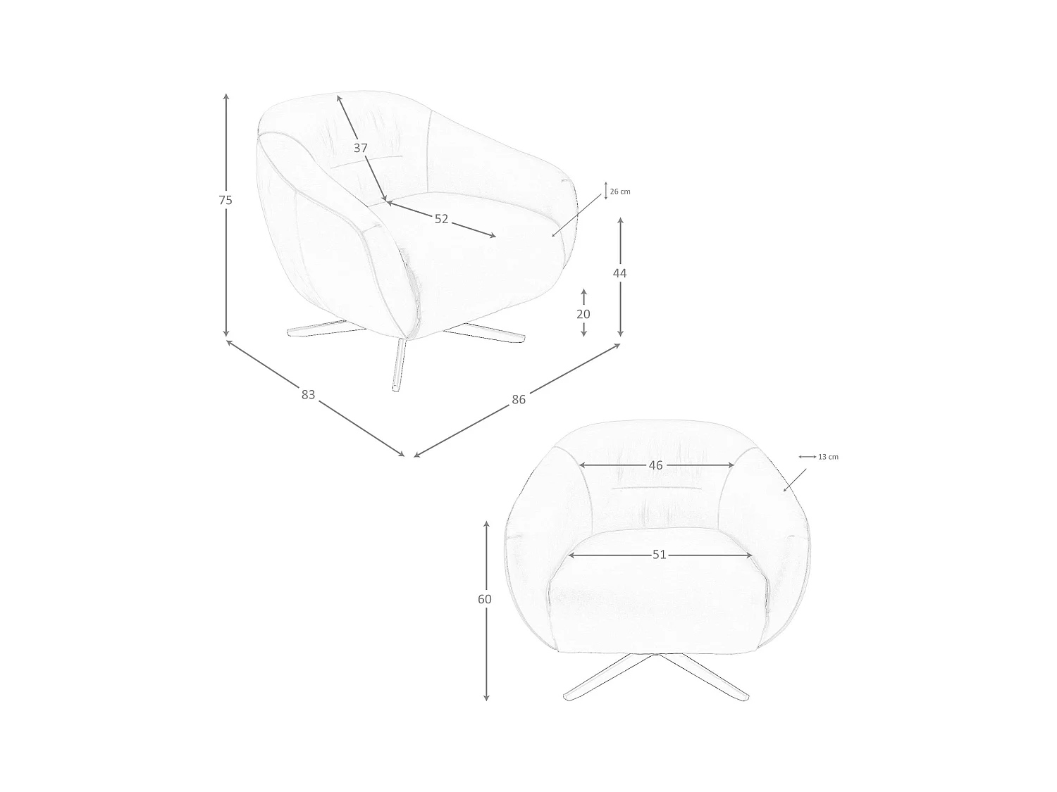 Drehsessel aus braunem Leder 5183 ANGEL CERDA