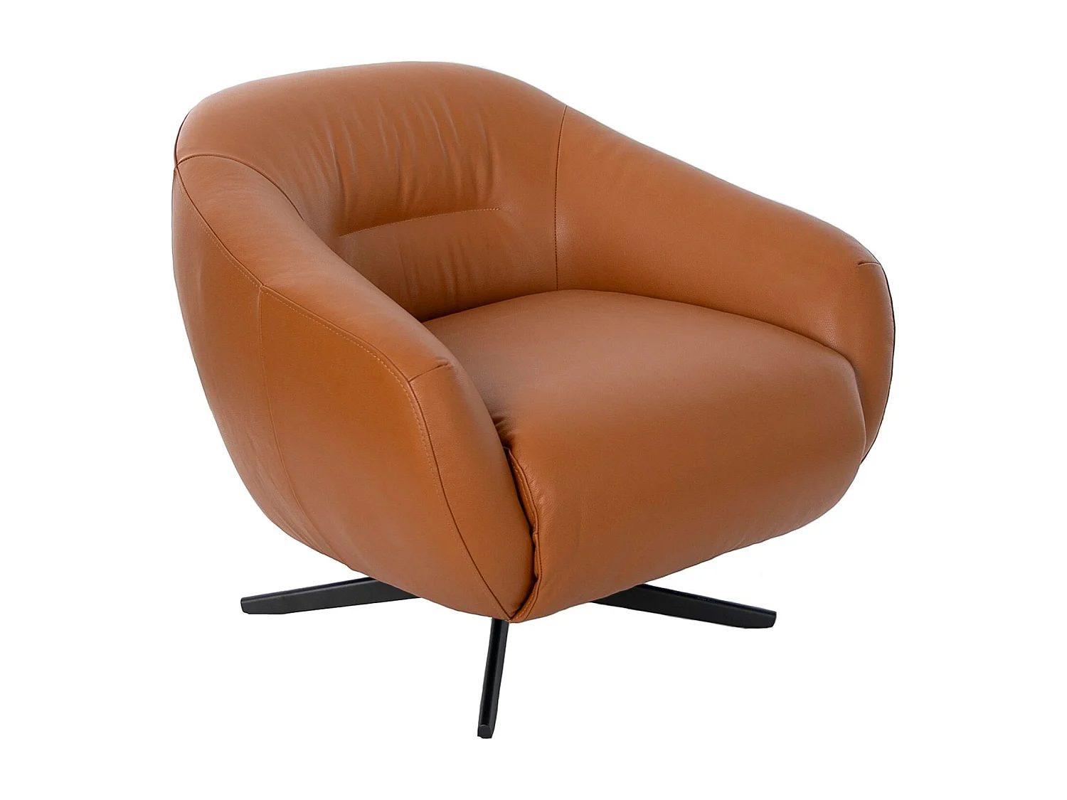 Drehsessel aus braunem Leder 5183 ANGEL CERDA