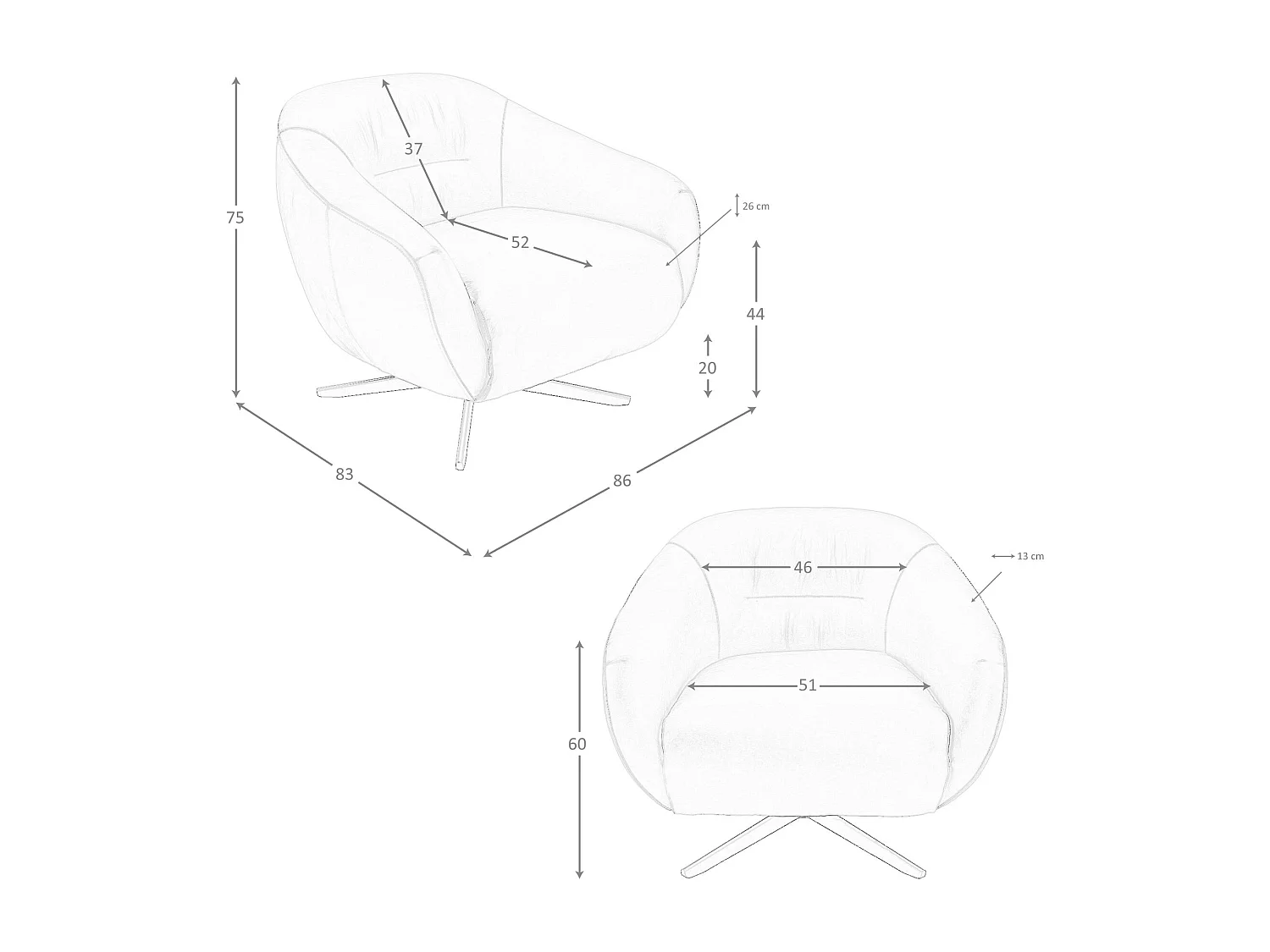 Drehsessel aus braunem Leder 5183 ANGEL CERDA