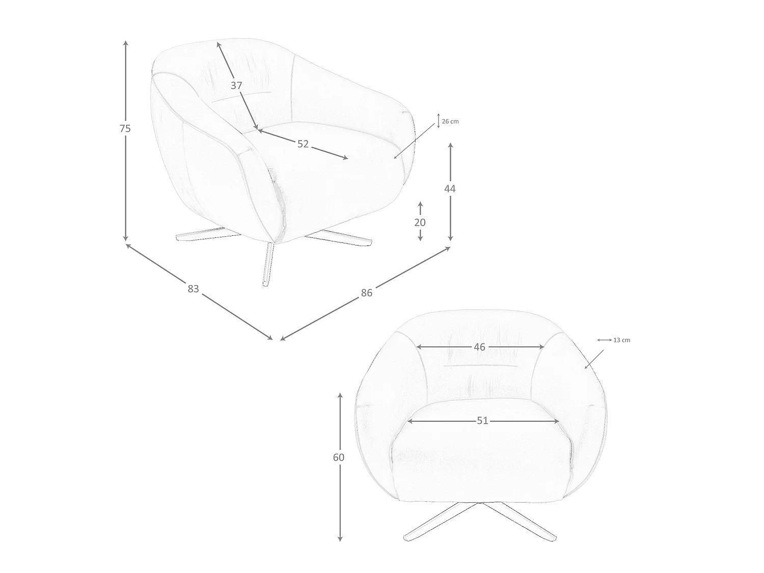 Fauteuil pivotant en cuir brun 5183 ANGEL CERDA