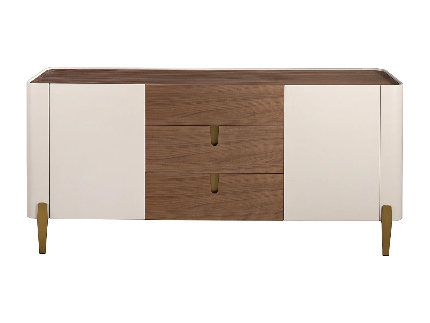 Sideboard Nussbaum, beige, vergoldeter polierter Stahl und Nussbaumplatte 3274 ANGEL CERDA