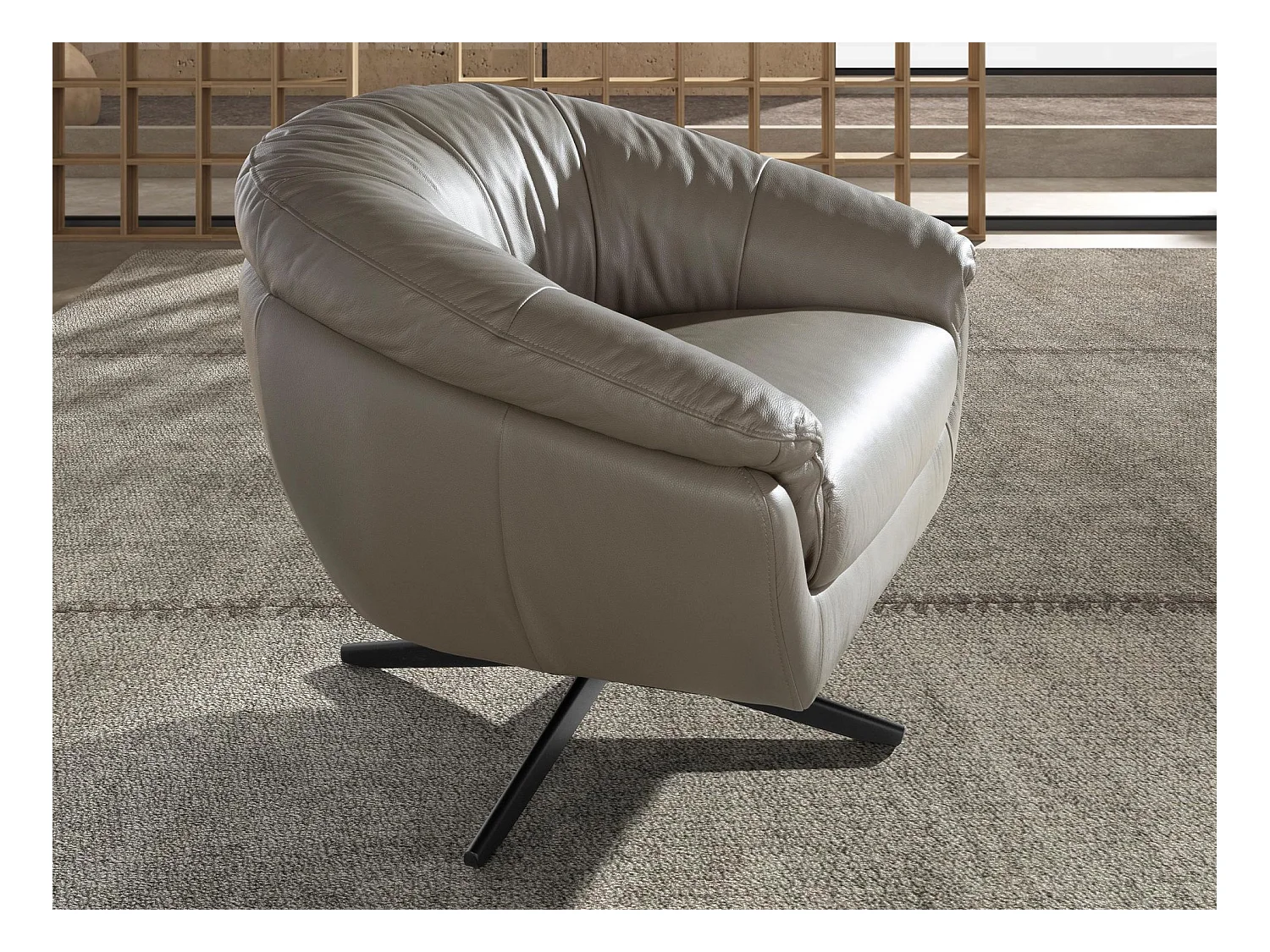 Grauer Leder-Drehsessel 5138 ANGEL CERDA