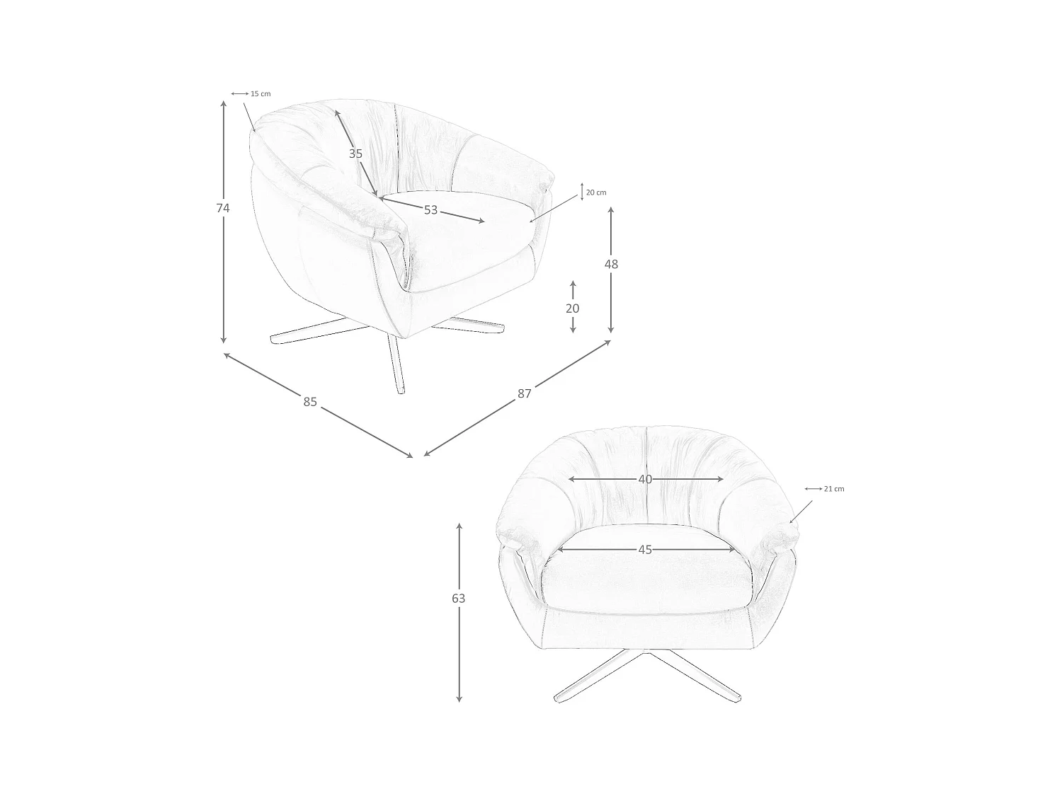 Grauer Leder-Drehsessel 5138 ANGEL CERDA