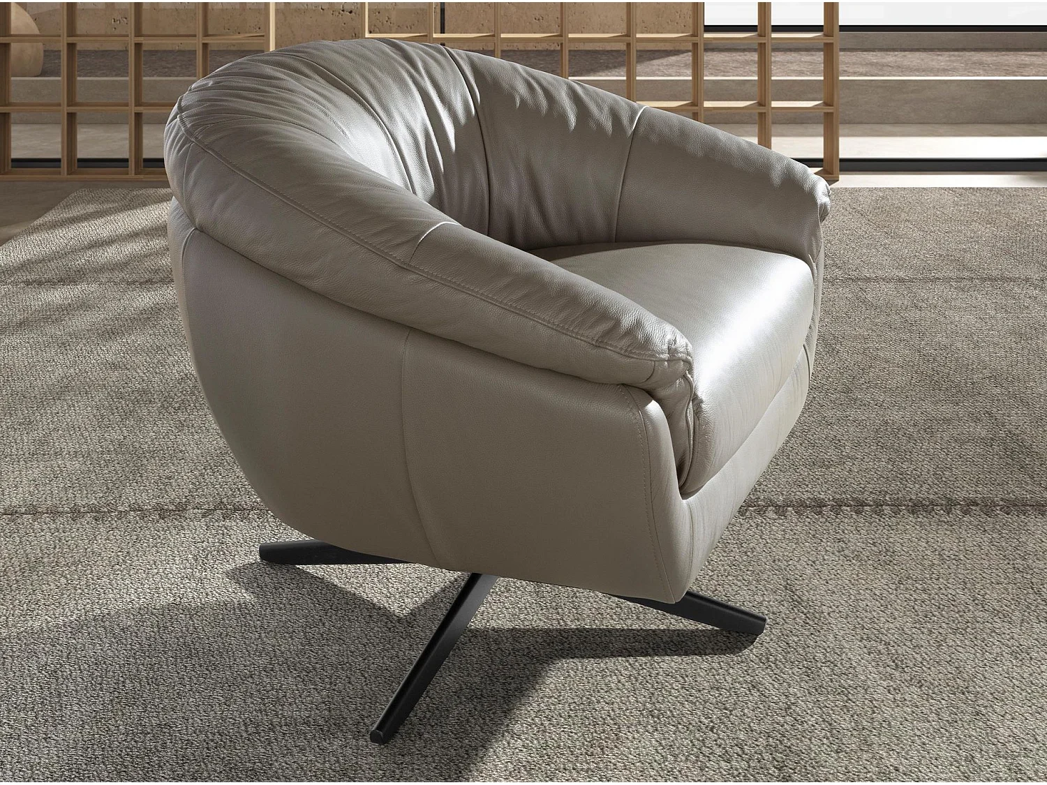 Fauteuil pivotant en cuir gris 5138 ANGEL CERDA