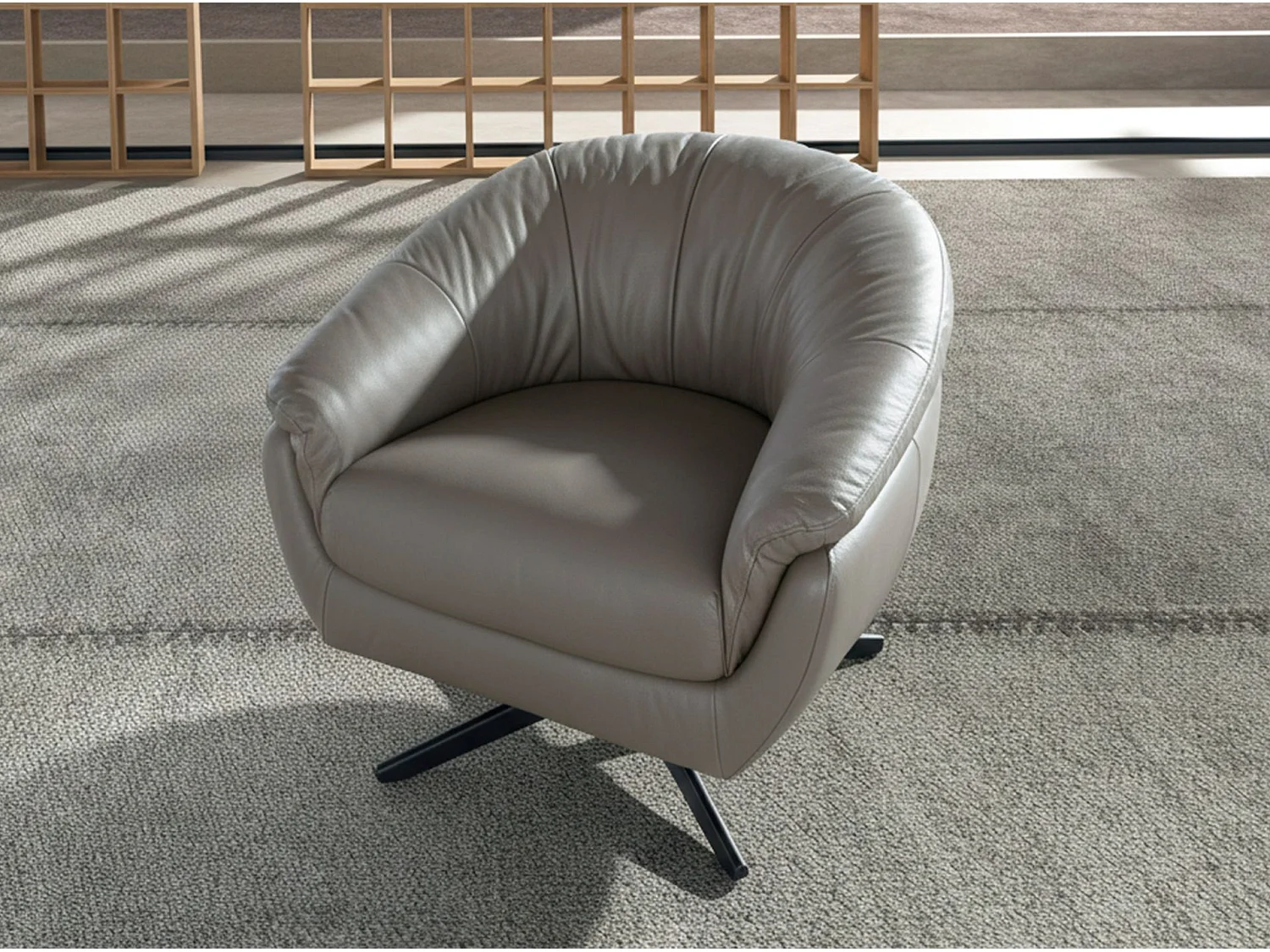 Fauteuil pivotant en cuir gris 5138 ANGEL CERDA