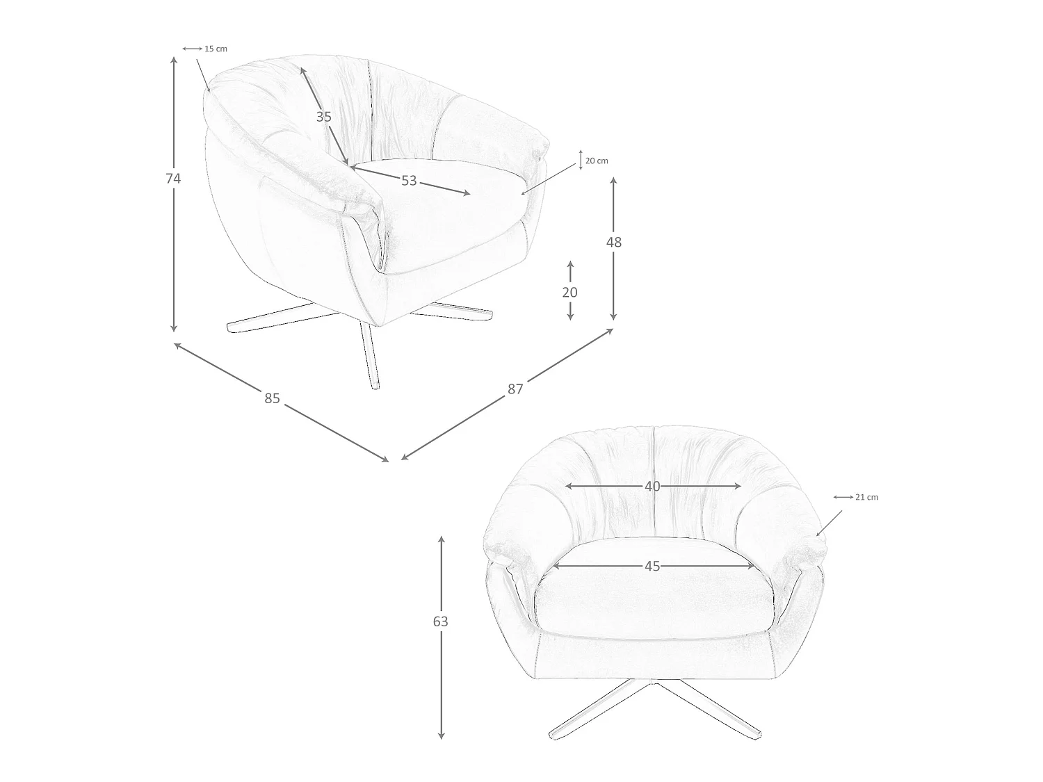 Grauer Leder-Drehsessel 5138 ANGEL CERDA