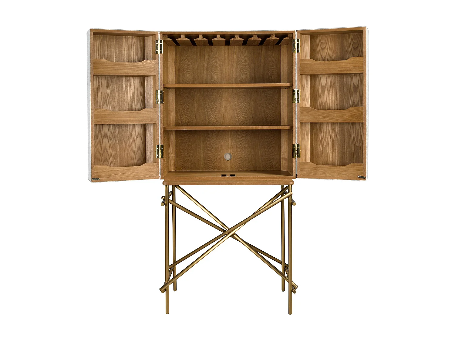 Wysoki kredens, tkanina, orzech i złota polerowana stal 3272 ANGEL CERDA