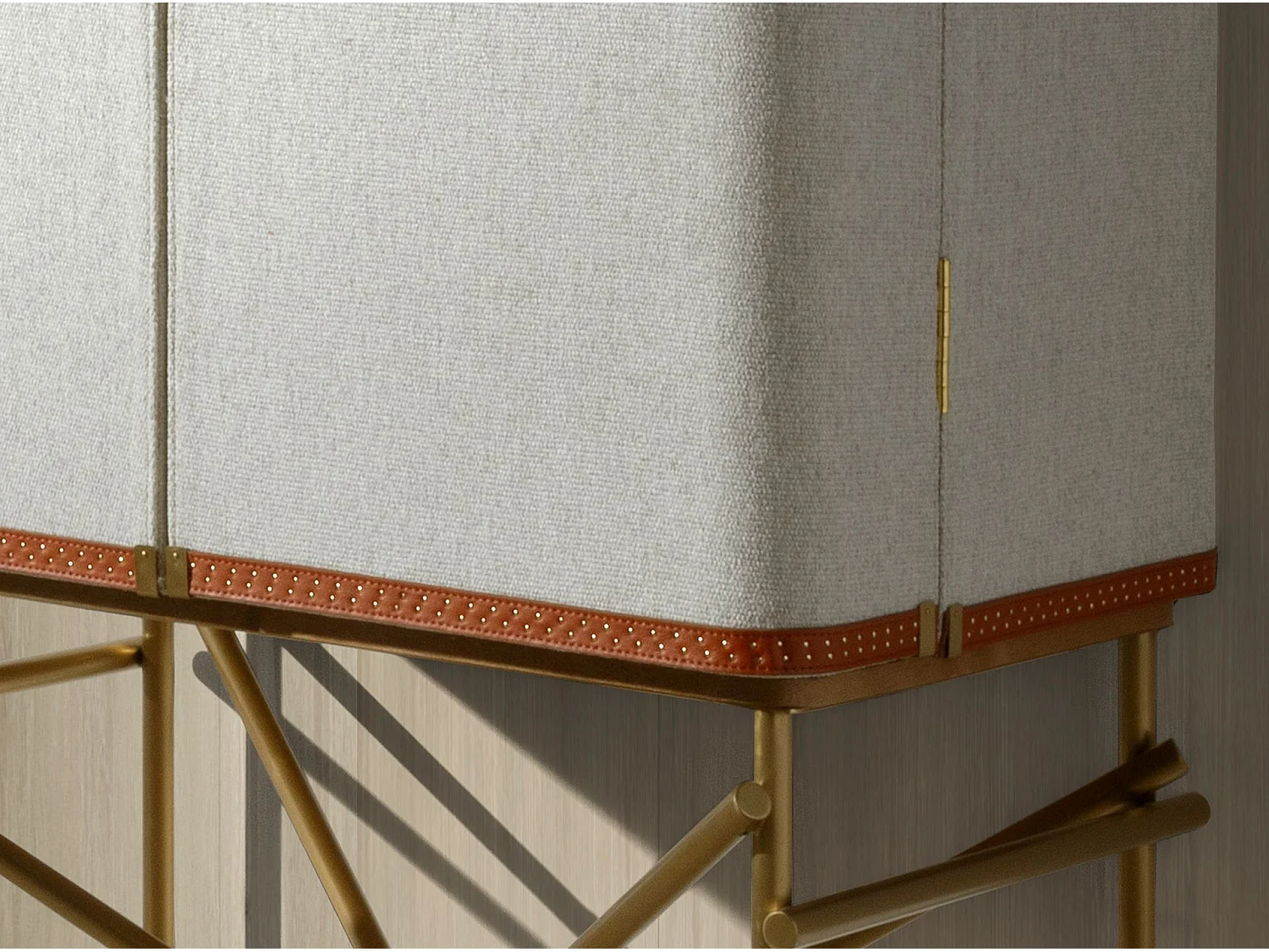 Buffet haut, tissu, noyer et acier poli doré 3272 ANGEL CERDA