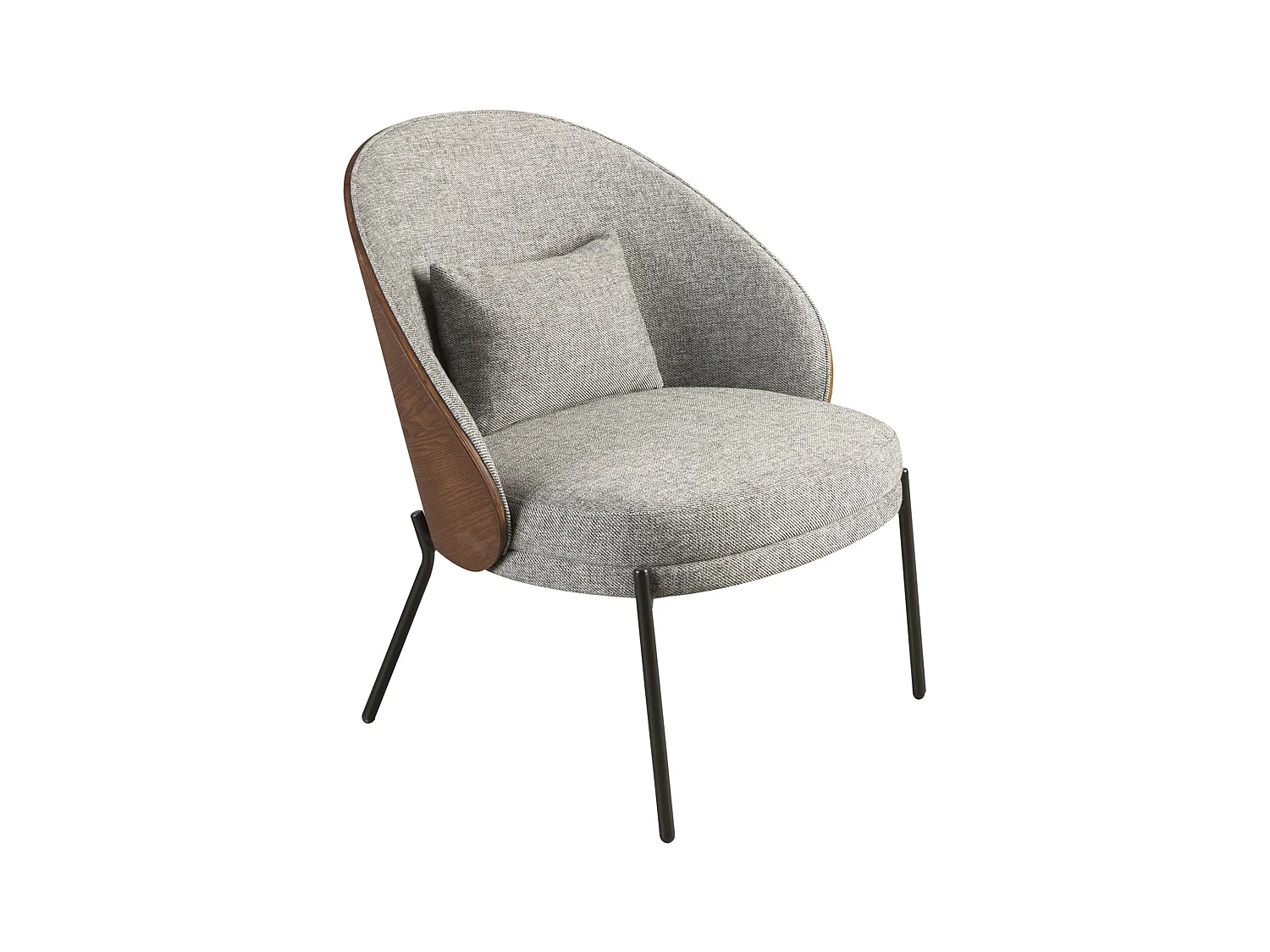 Sessel aus grauem und walnussfarbenem Stoff 5184 ANGEL CERDA