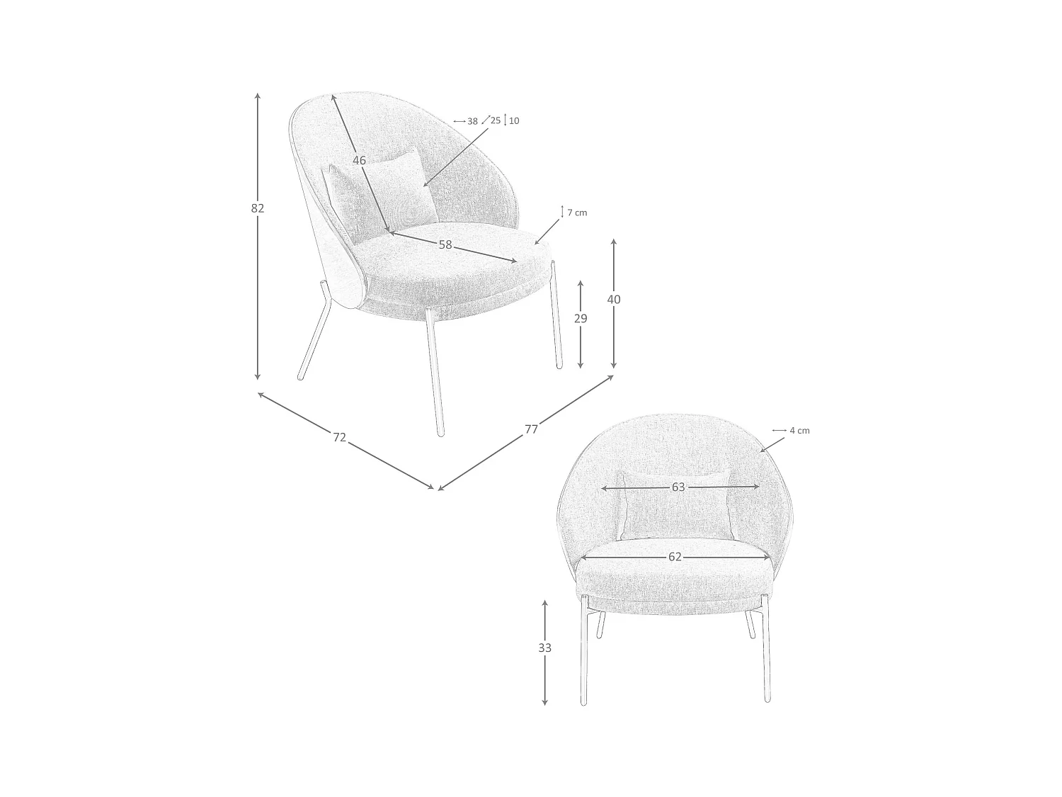 Sessel aus grauem und walnussfarbenem Stoff 5184 ANGEL CERDA