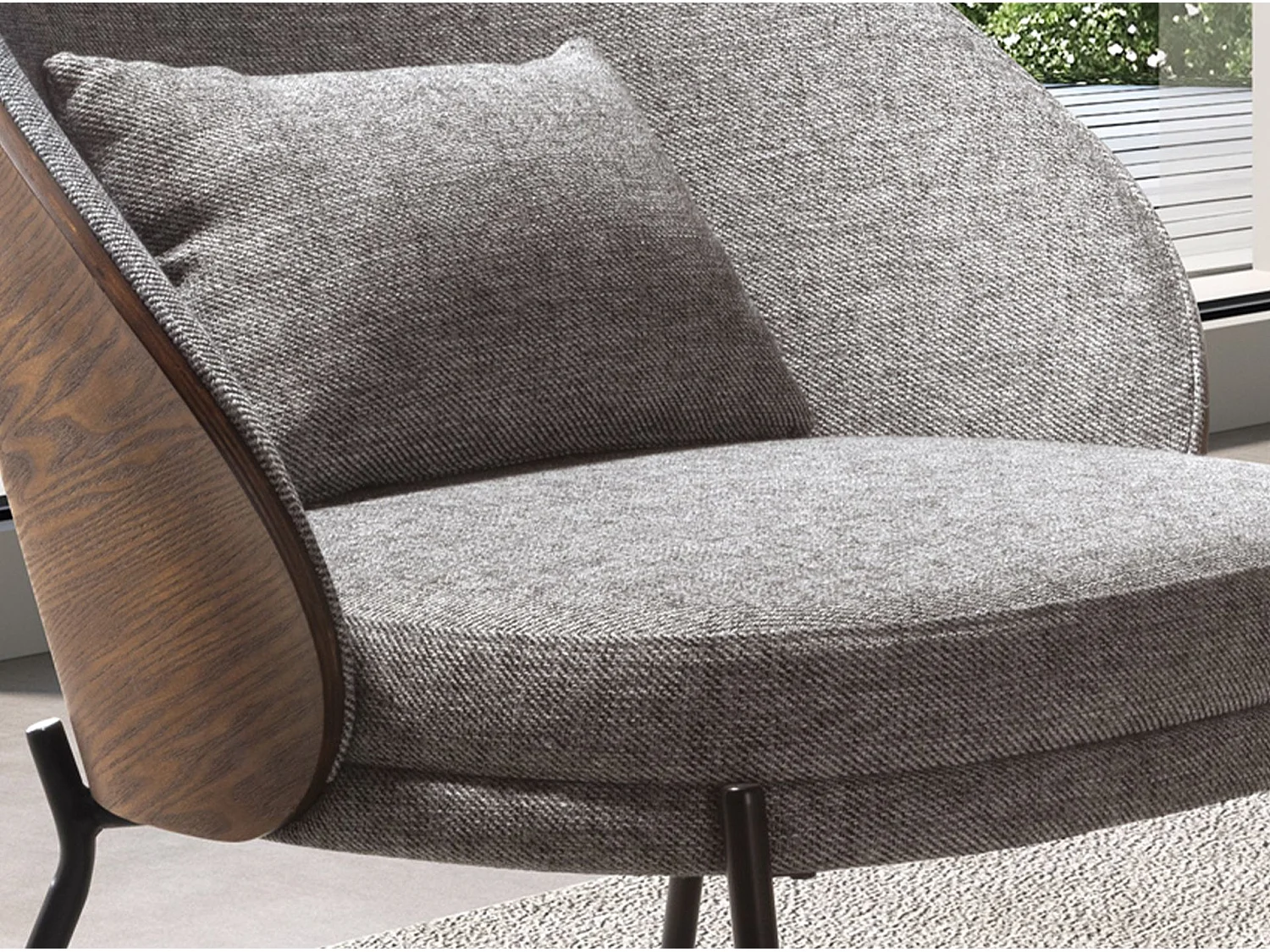Fauteuil en tissu gris et noyer 5184 ANGEL CERDA