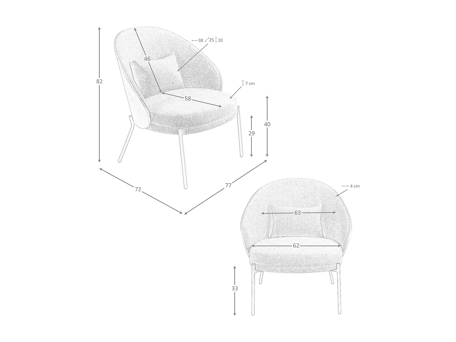 Fauteuil en tissu gris et noyer 5184 ANGEL CERDA