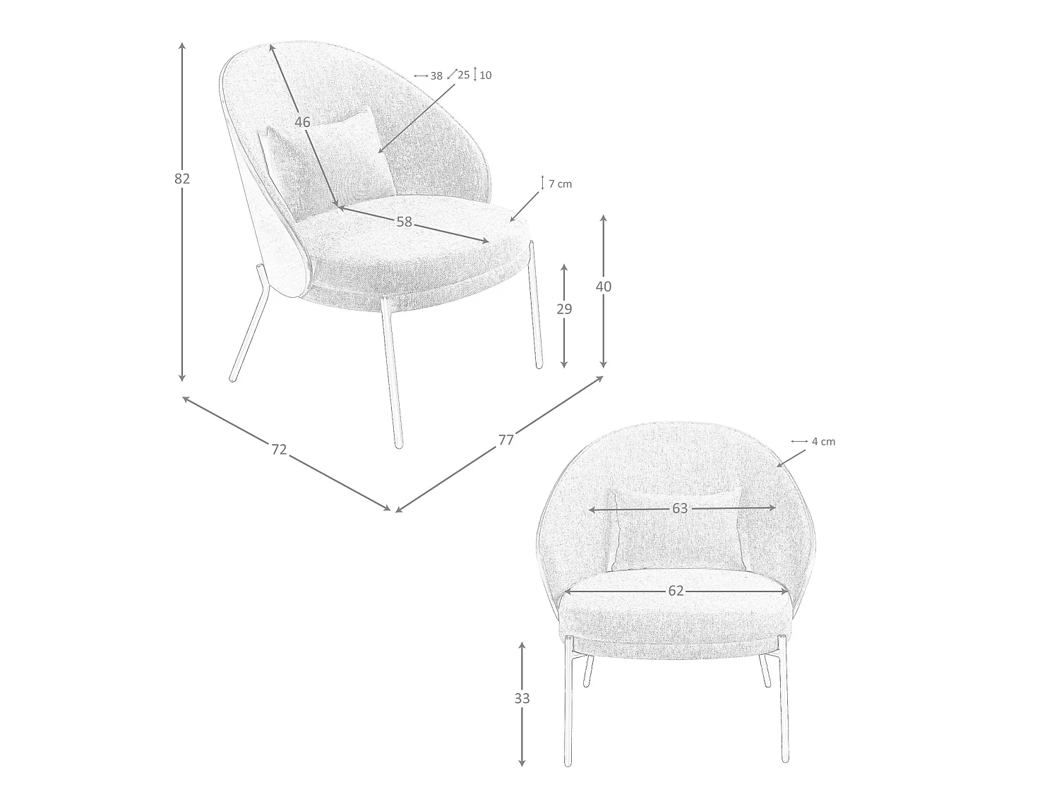 Sessel aus grauem und walnussfarbenem Stoff 5184 ANGEL CERDA