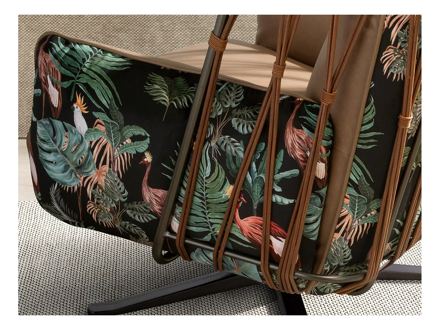 Drehsessel aus braunem Leder und Stoff mit braunem Druck 5168 ANGEL CERDA