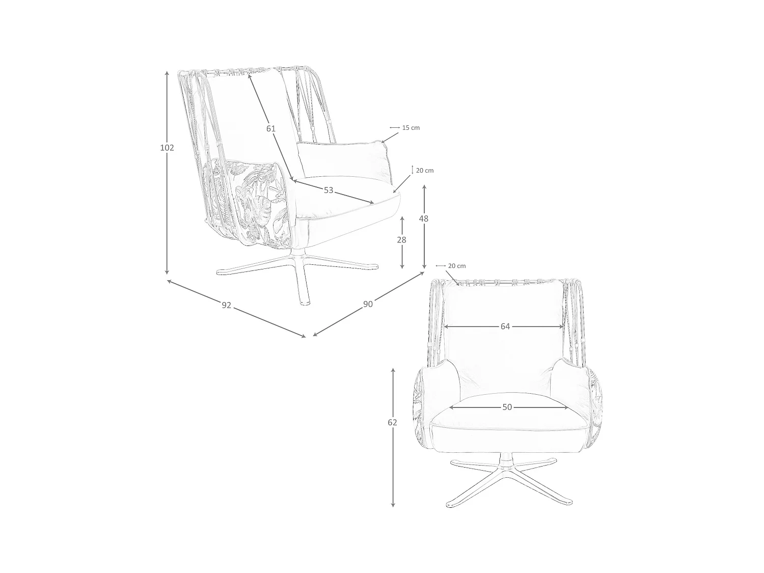 Drehsessel aus braunem Leder und Stoff mit braunem Druck 5168 ANGEL CERDA