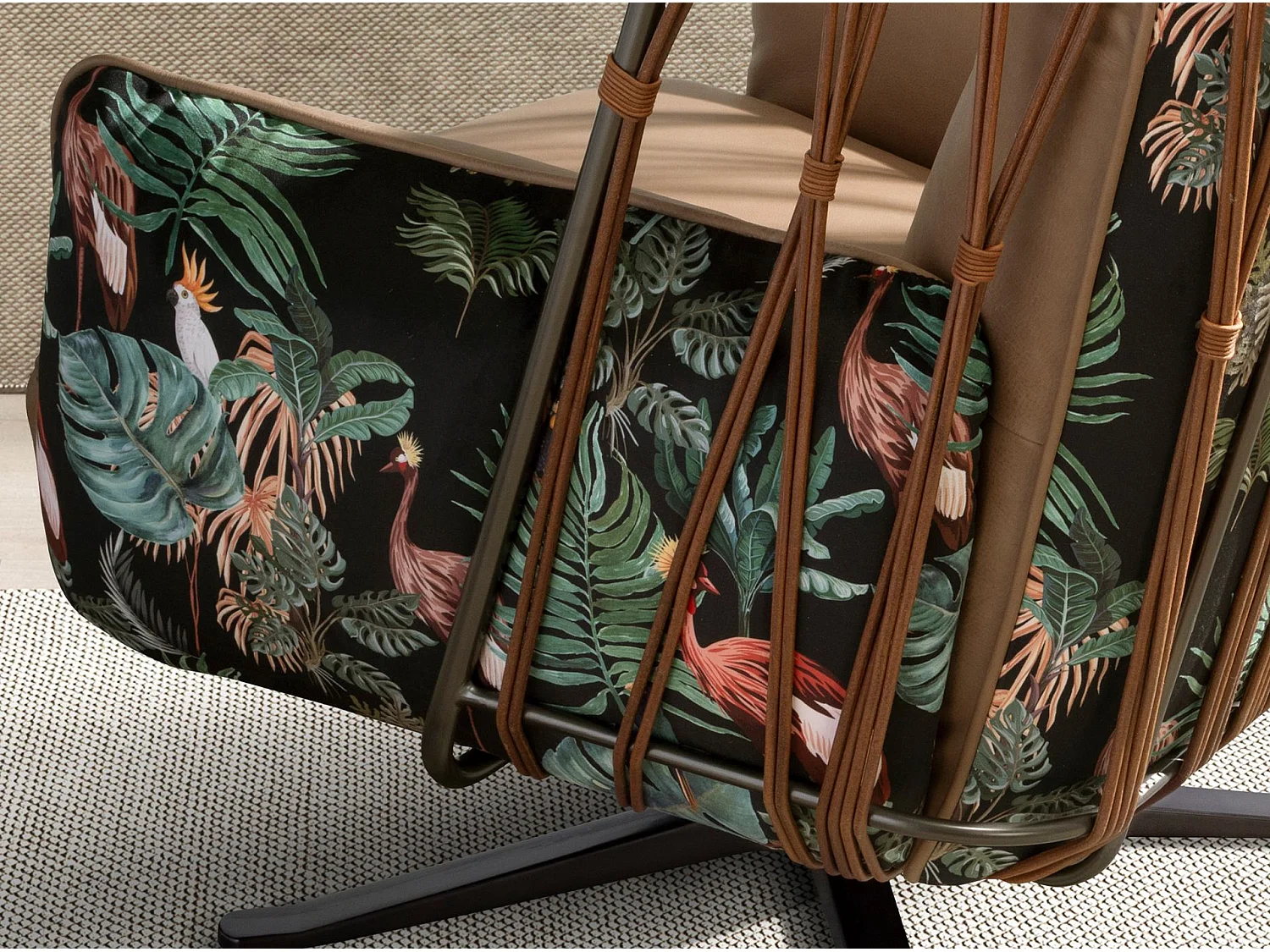 Poltrona girevole in pelle e tessuto marrone con stampa marrone 5168 ANGEL CERDA