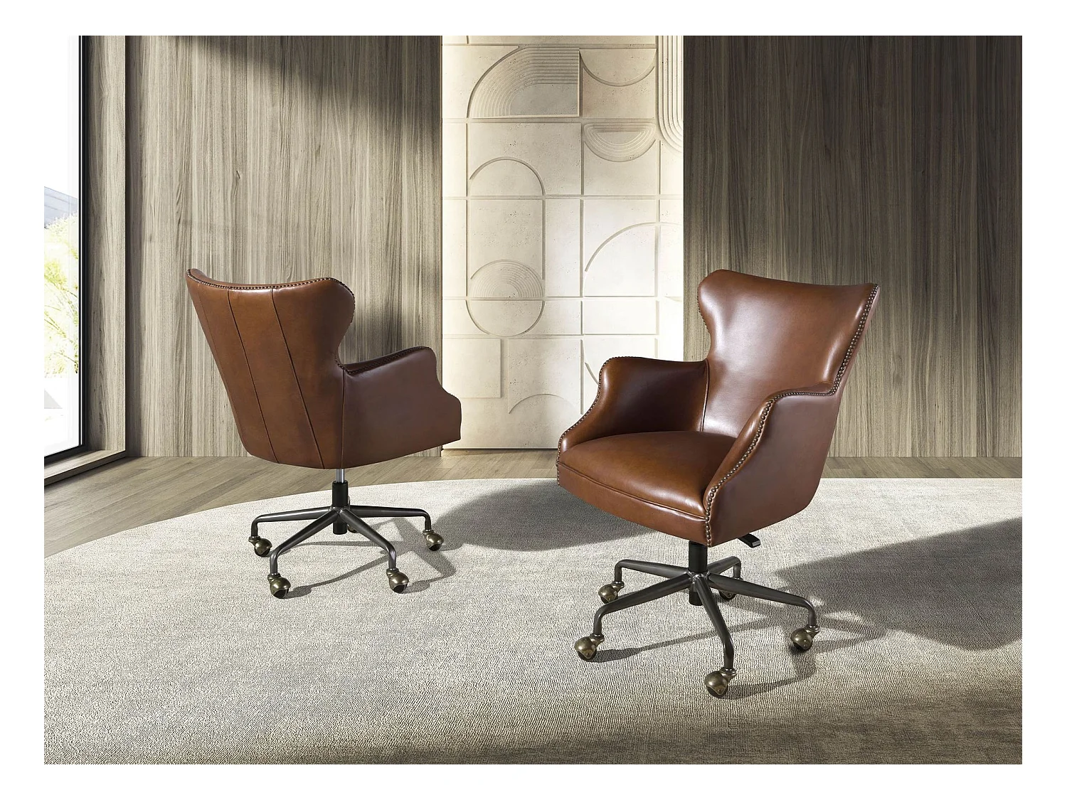 Fauteuil de bureau pivotant cuir marron foncé 4166 ANGEL CERDA