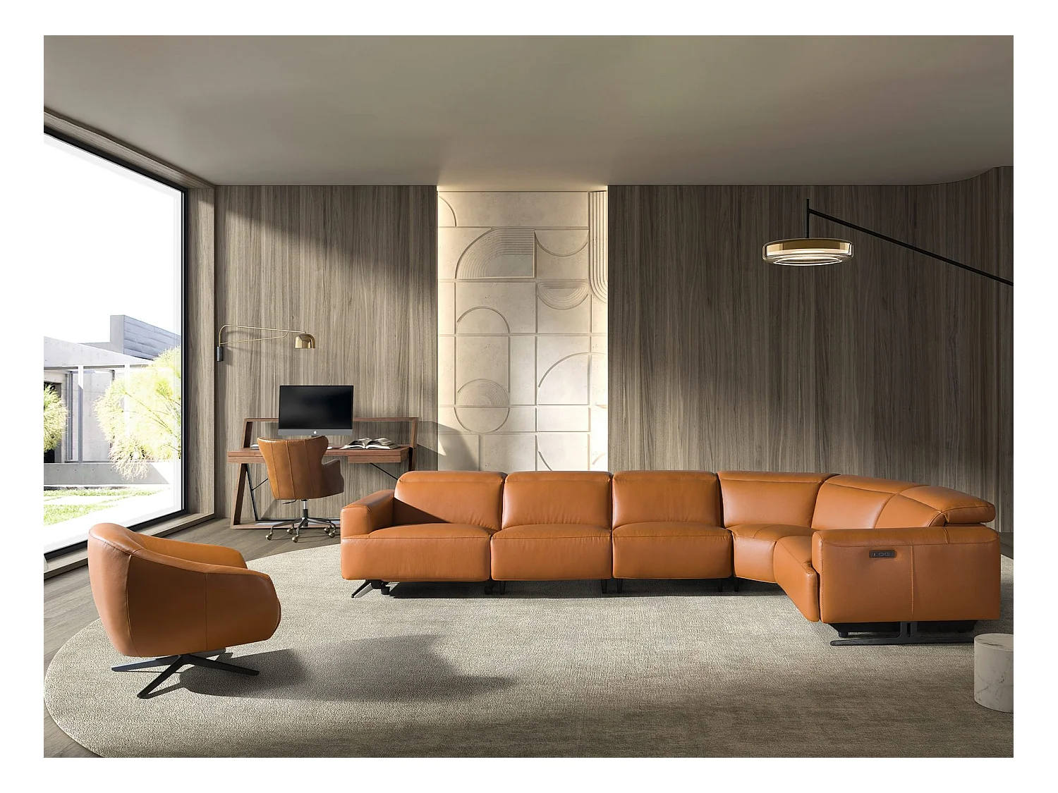 Fauteuil de bureau pivotant cuir marron foncé 4166 ANGEL CERDA