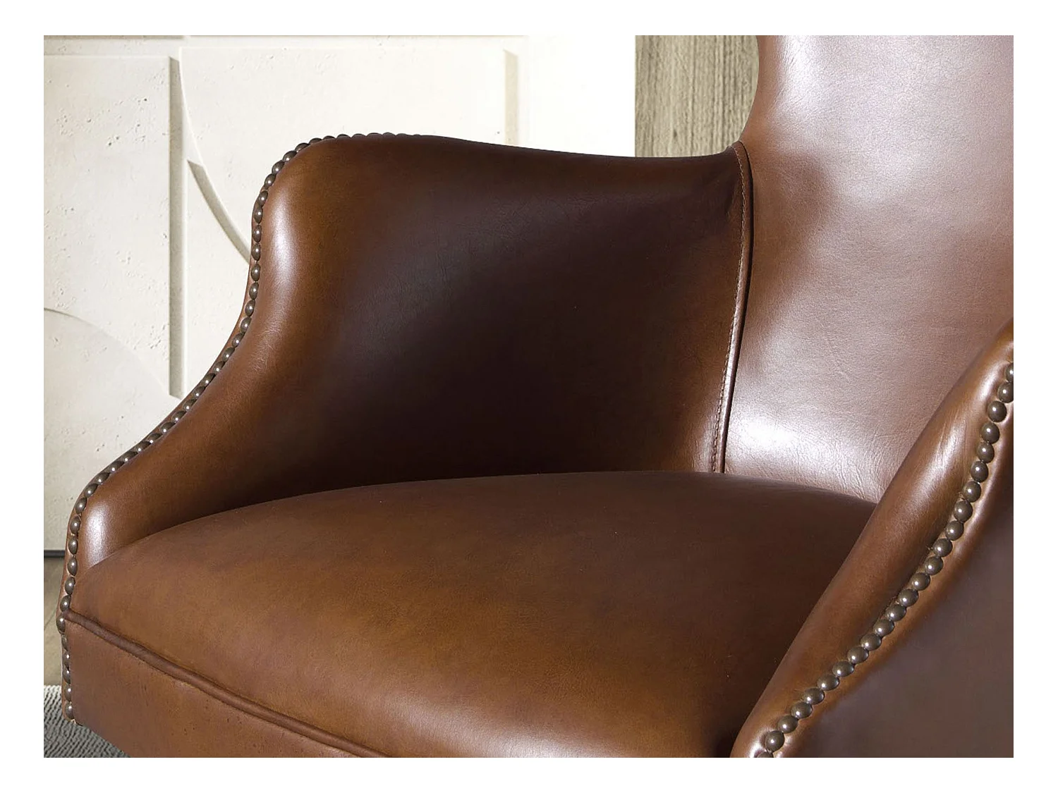 Fauteuil de bureau pivotant cuir marron foncé 4166 ANGEL CERDA