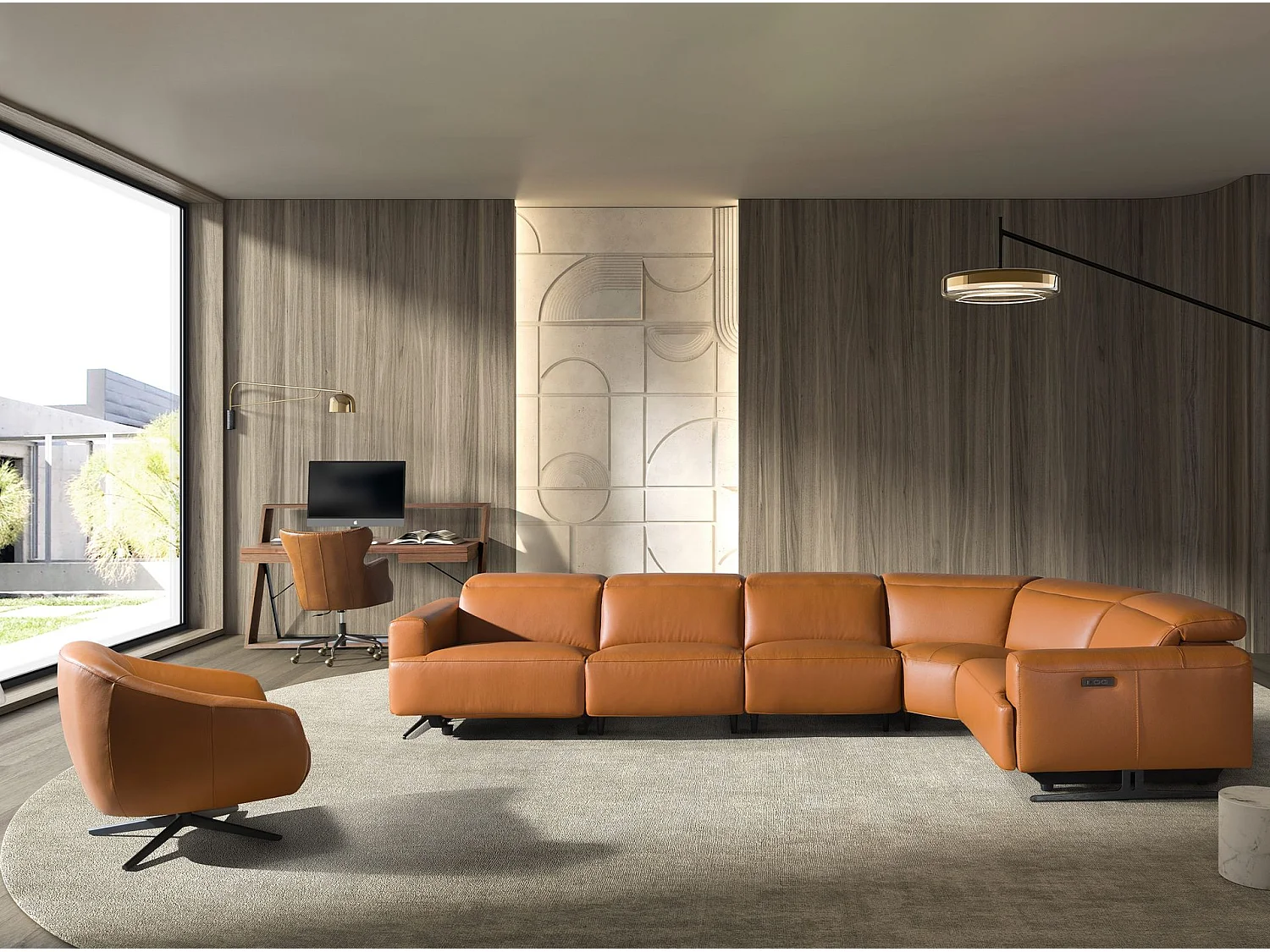 Fauteuil de bureau pivotant cuir marron foncé 4166 ANGEL CERDA