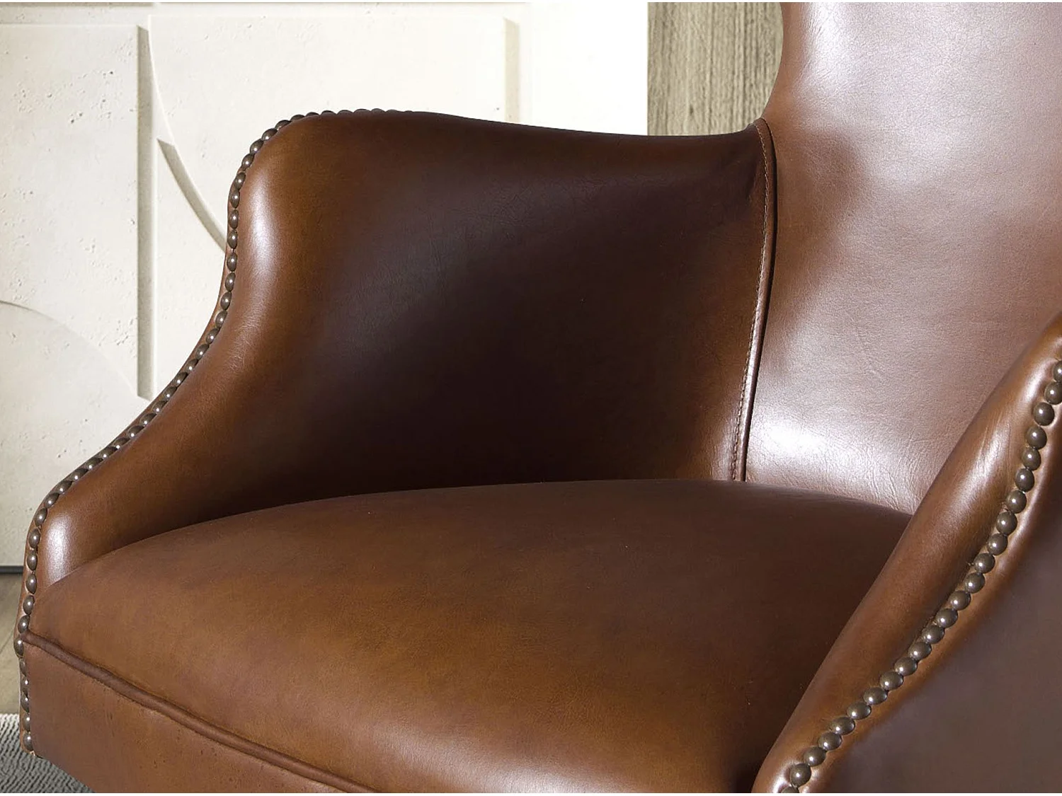 Fauteuil de bureau pivotant cuir marron foncé 4166 ANGEL CERDA