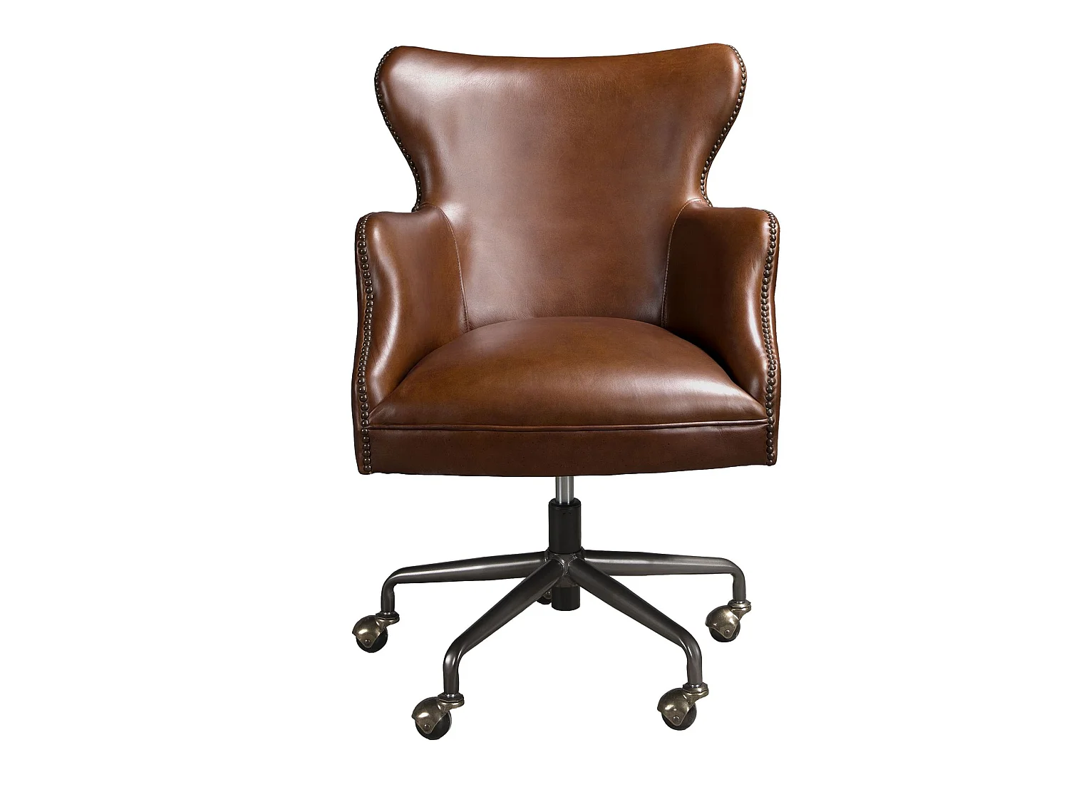Fauteuil de bureau pivotant cuir marron foncé