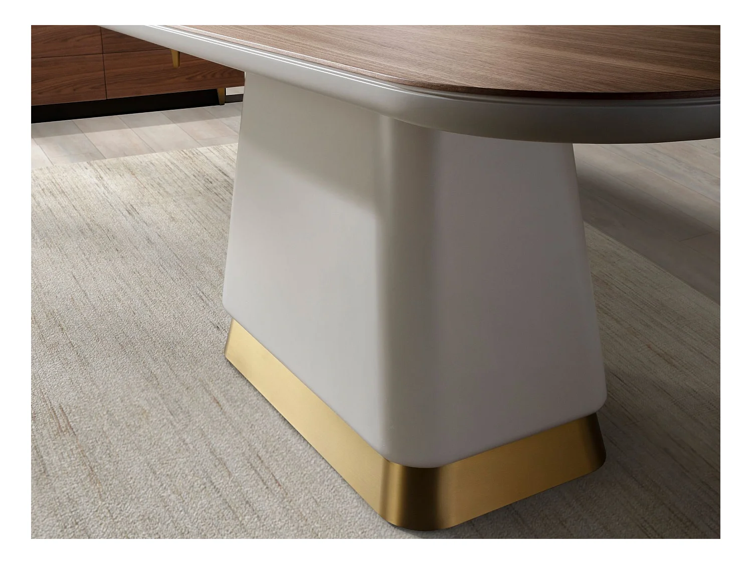 Table de salle à manger rectangulaire en noyer et bois beige 1166 ANGEL CERDA