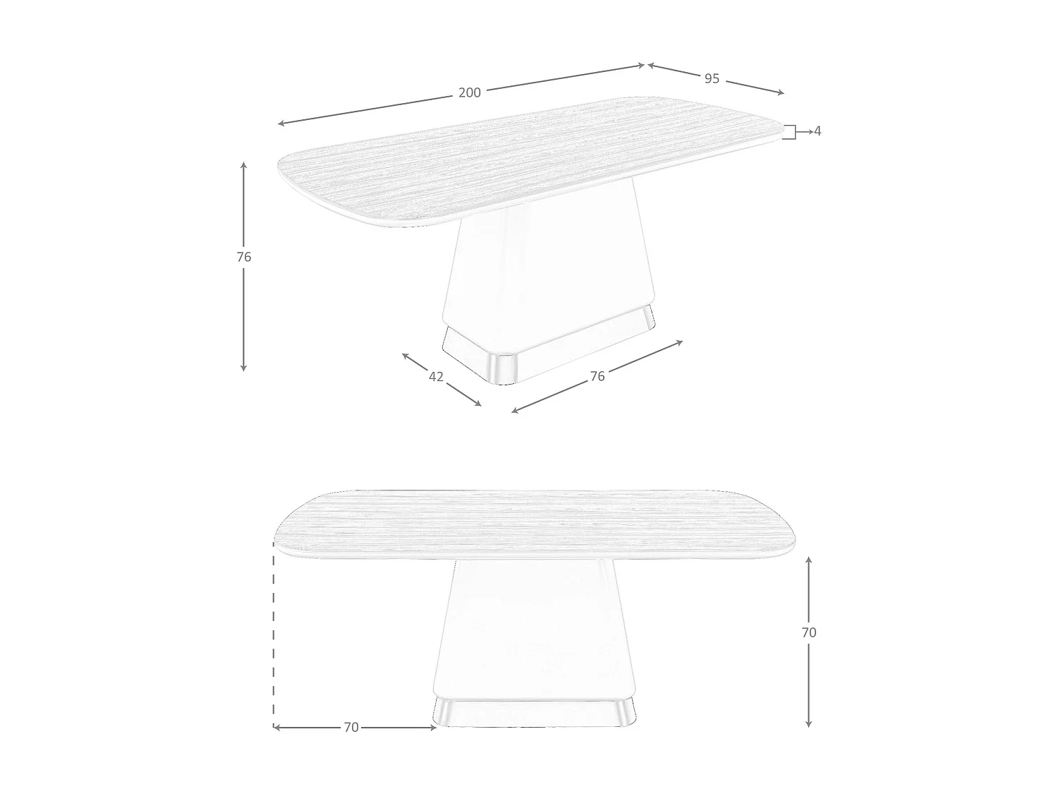Rechthoekige eettafel in walnoot en beige hout 1166 ANGEL CERDA