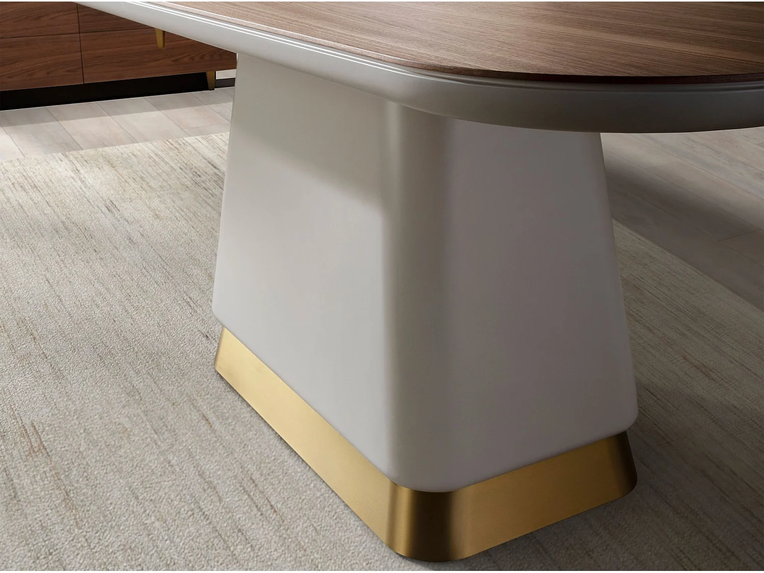 Table de salle à manger rectangulaire en noyer et bois beige 1166 ANGEL CERDA