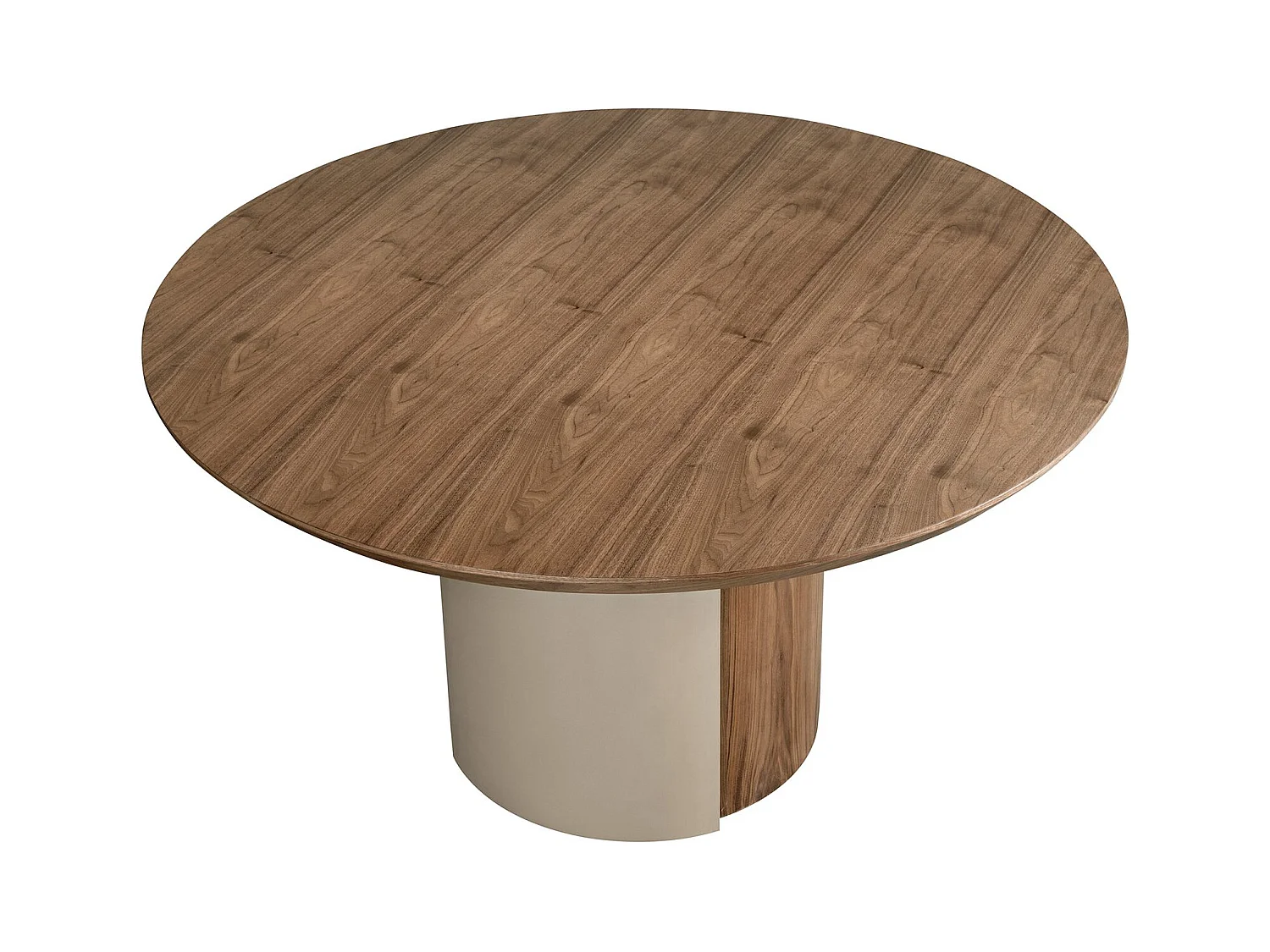 Runder Esstisch Nussbaum und Stahl metallic sand 1163 ANGEL CERDA