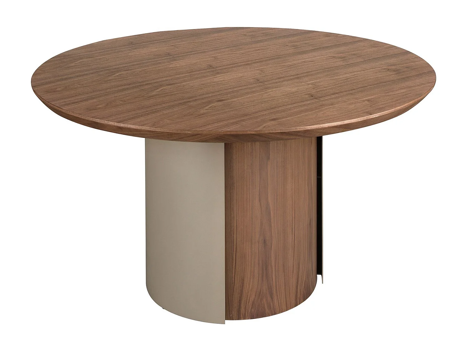 Table de salle à manger ronde en noyer et acier sable métallique 1163 ANGEL CERDA