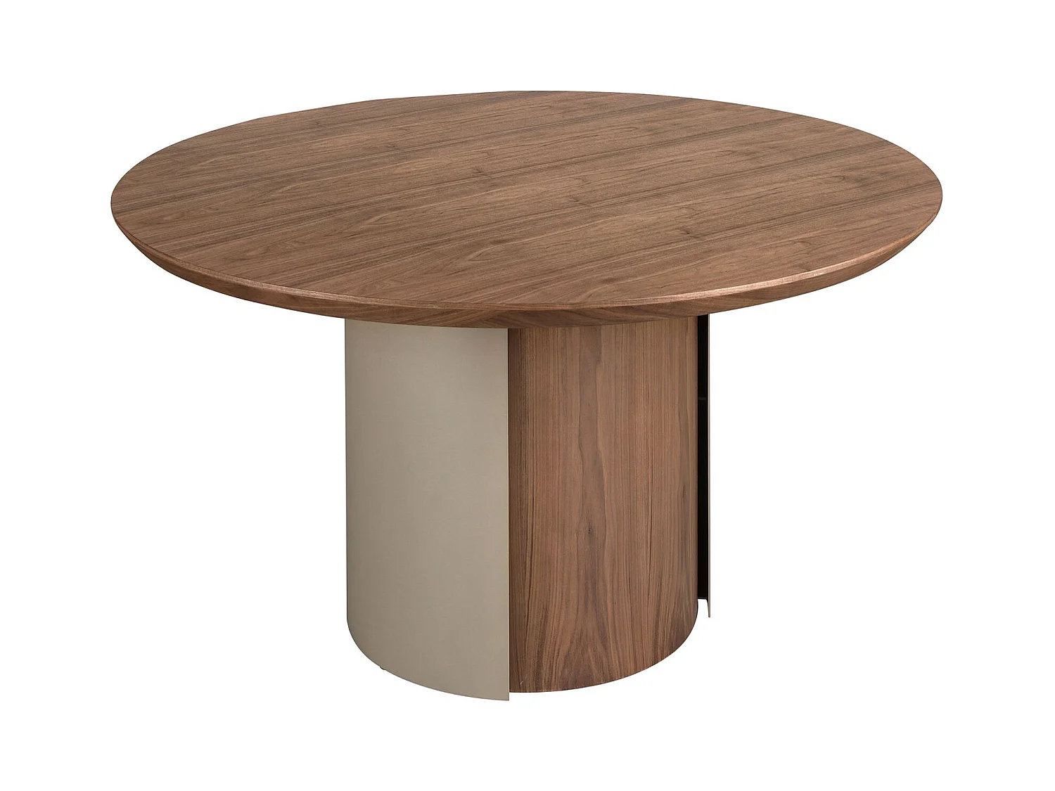 Runder Esstisch Nussbaum und Stahl metallic sand 1163 ANGEL CERDA